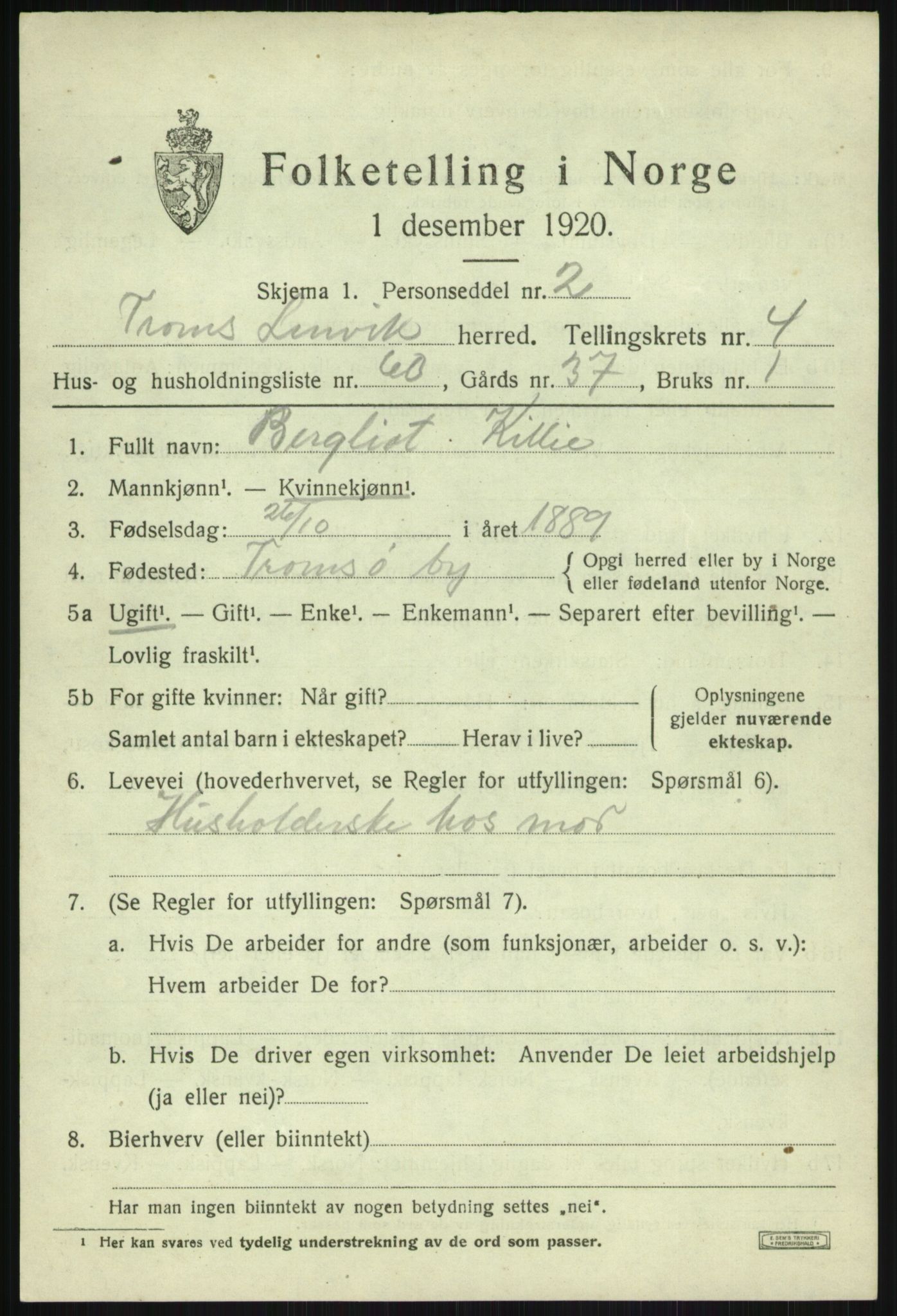 SATØ, 1920 census for Lenvik, 1920, p. 6460