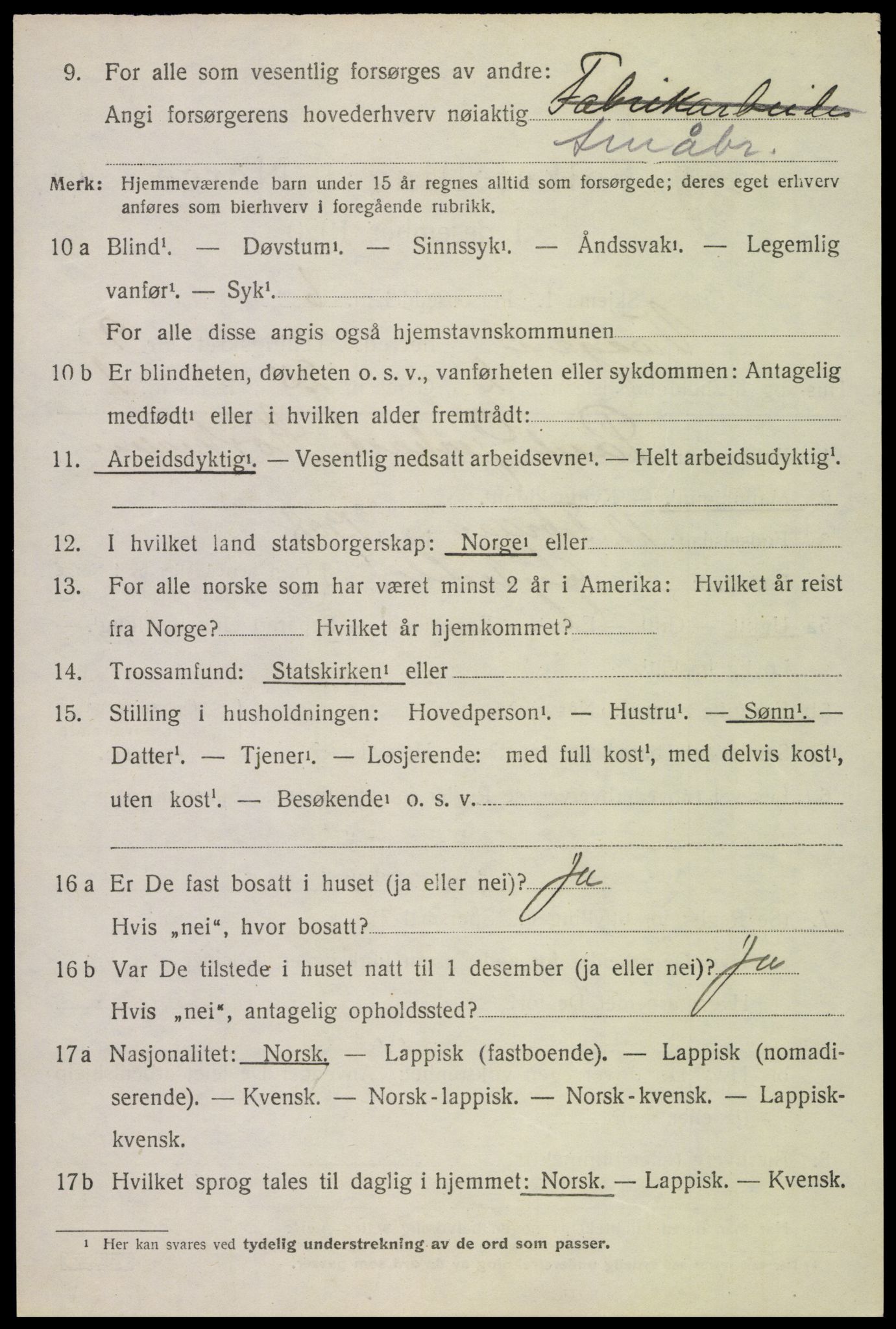 SAT, 1920 census for Vågan, 1920, p. 8122