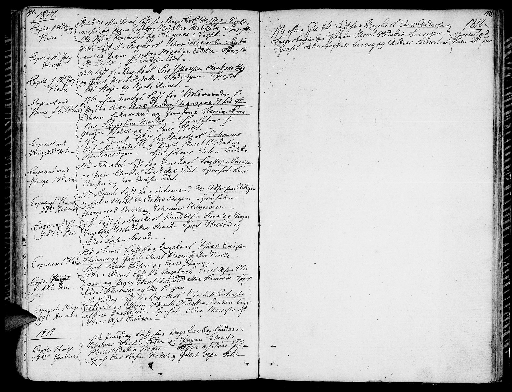 Ministerialprotokoller, klokkerbøker og fødselsregistre - Sør-Trøndelag, SAT/A-1456/630/L0490: Parish register (official) no. 630A03, 1795-1818, p. 192-193