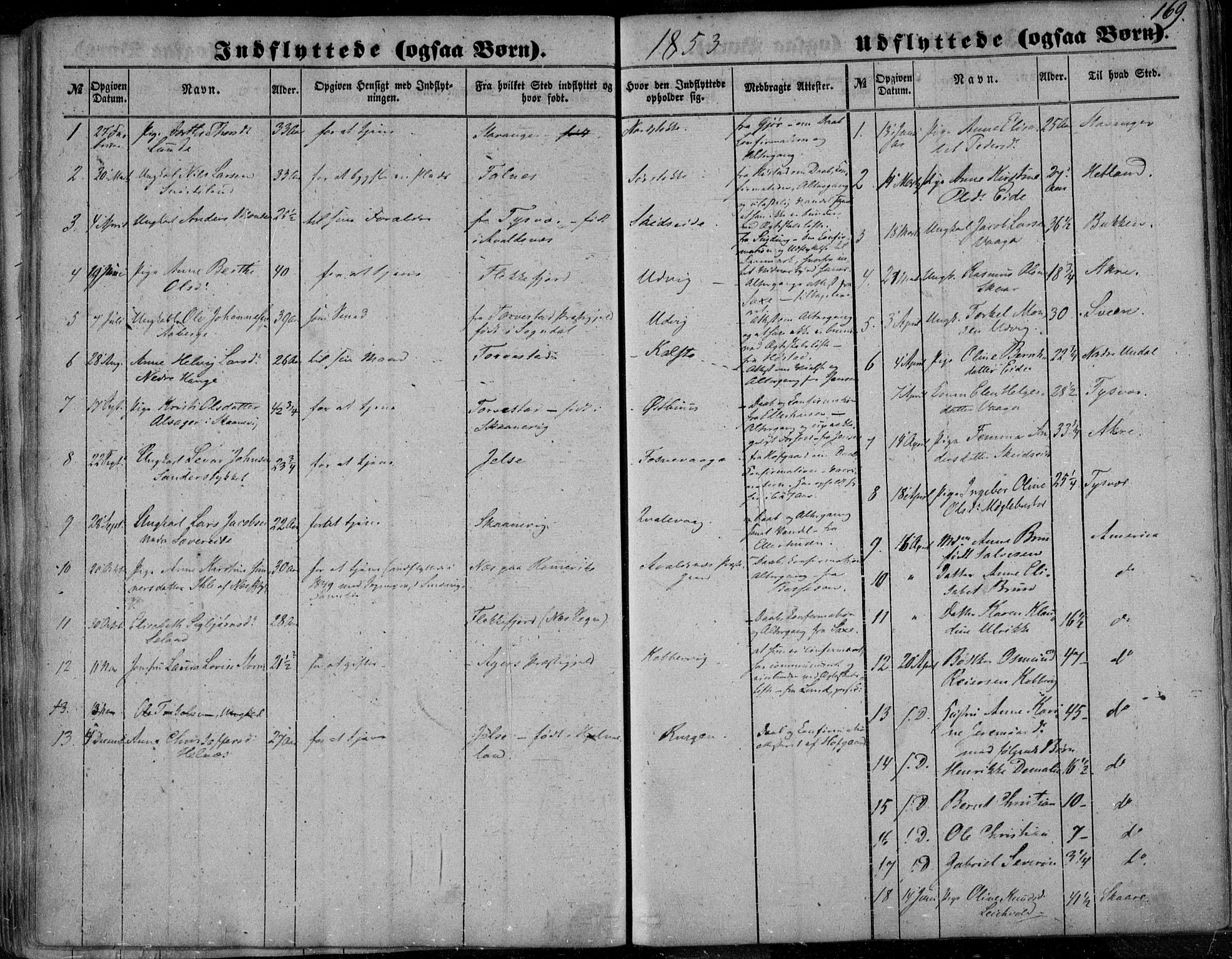 Avaldsnes sokneprestkontor, AV/SAST-A -101851/H/Ha/Haa/L0008: Parish register (official) no. A 8, 1847-1857, p. 169