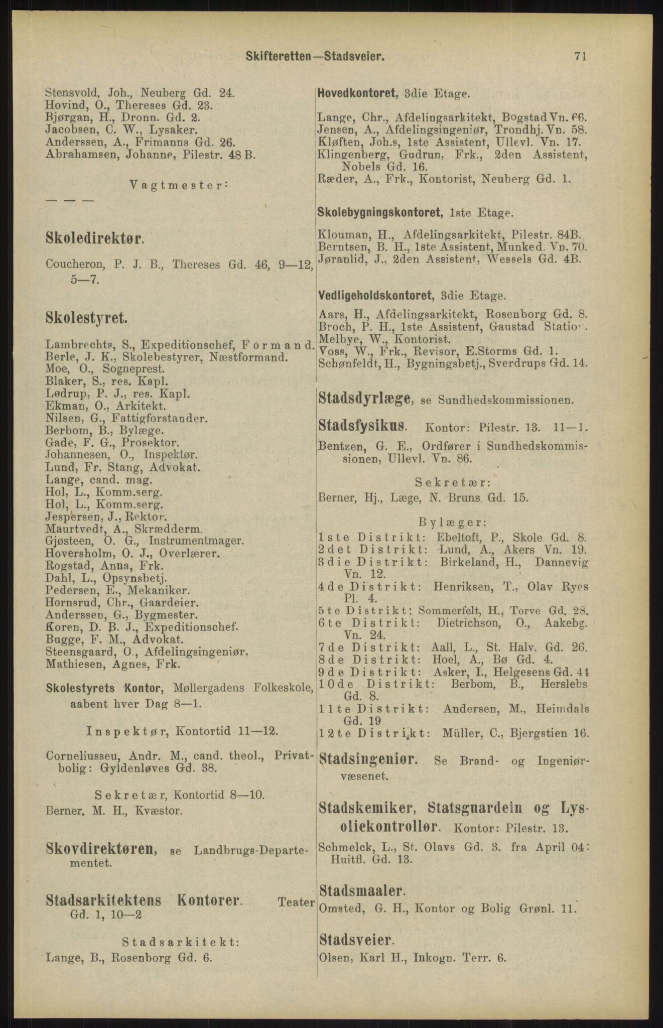 Kristiania/Oslo adressebok, PUBL/-, 1904, p. 71