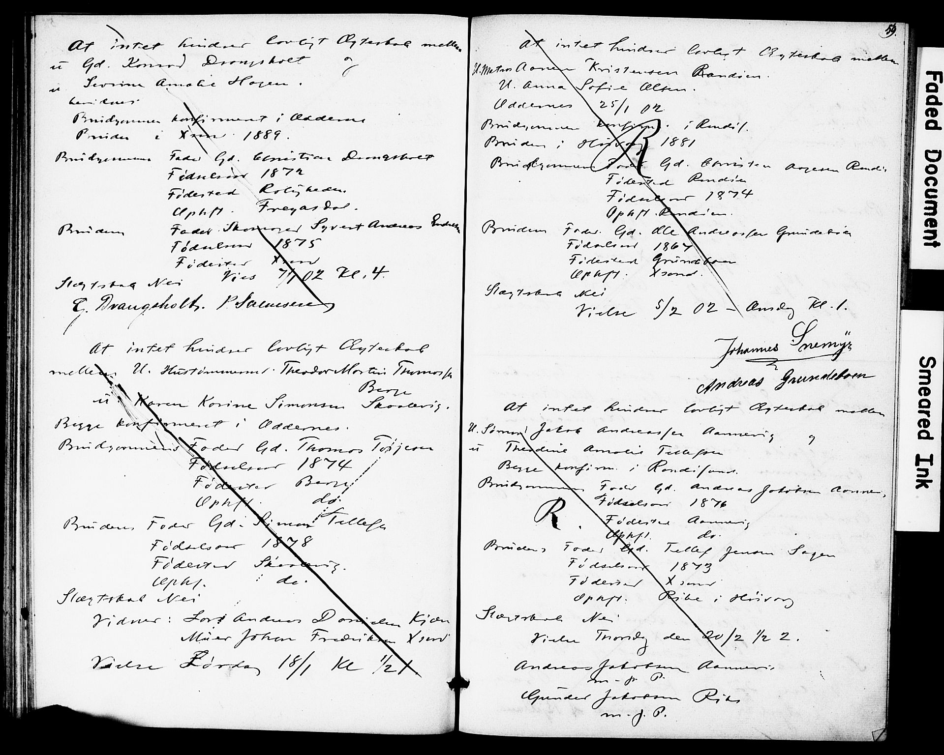 Oddernes sokneprestkontor, AV/SAK-1111-0033/F/Fe/L0001/0001: Banns register no. A VI 12, 1897-1905, p. 59