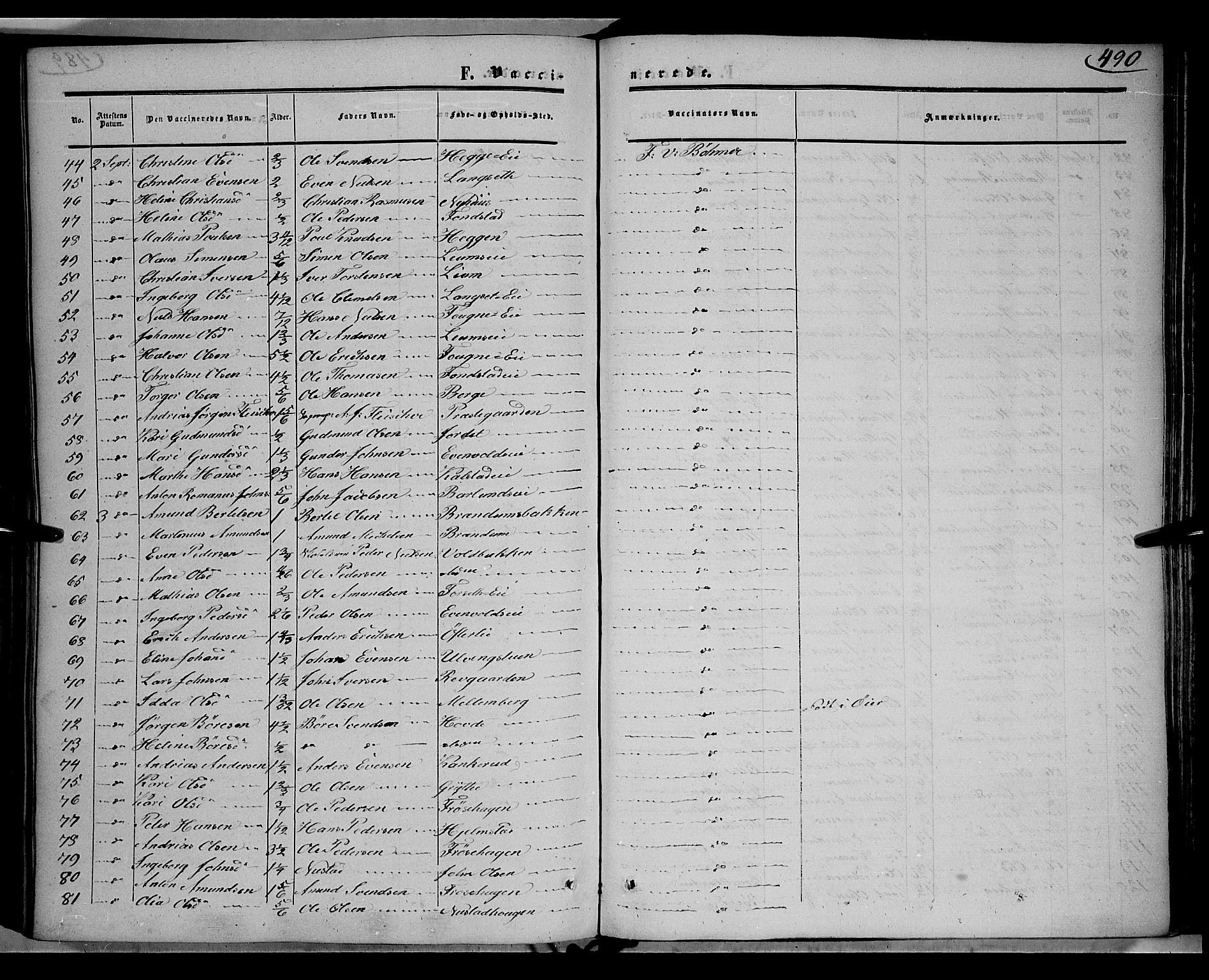 Gausdal prestekontor, AV/SAH-PREST-090/H/Ha/Haa/L0008: Parish register (official) no. 8, 1850-1861, p. 490