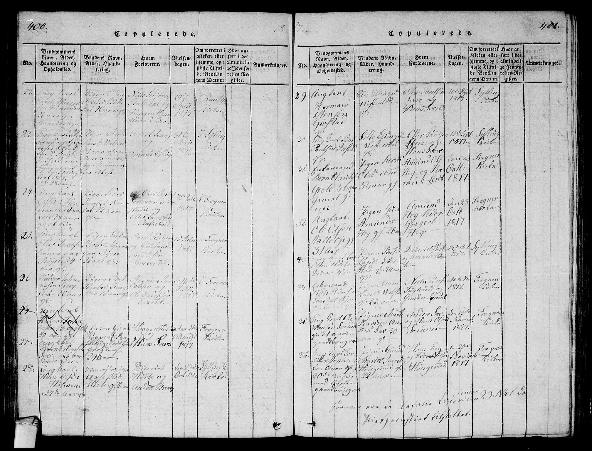 Lier kirkebøker, AV/SAKO-A-230/G/Ga/L0001: Parish register (copy) no. I 1, 1813-1824, p. 400-401