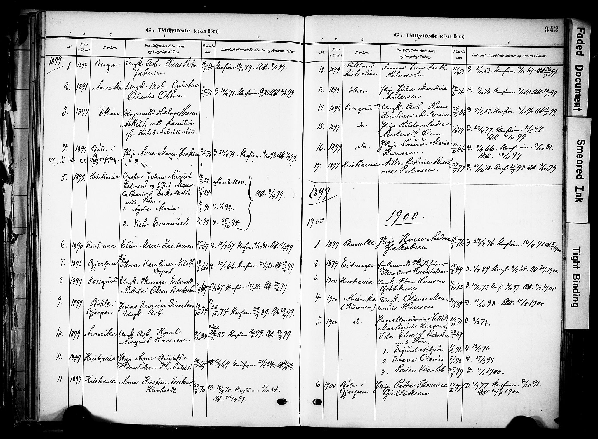 Solum kirkebøker, SAKO/A-306/F/Fa/L0011: Parish register (official) no. I 11, 1898-1909, p. 342