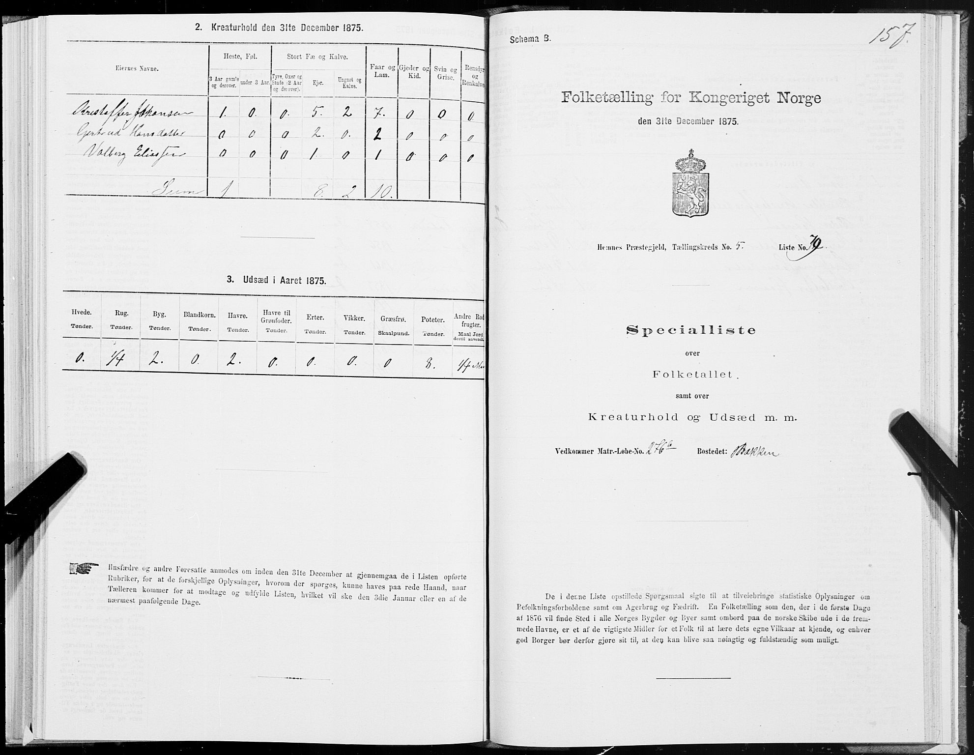 SAT, 1875 census for 1832P Hemnes, 1875, p. 3311