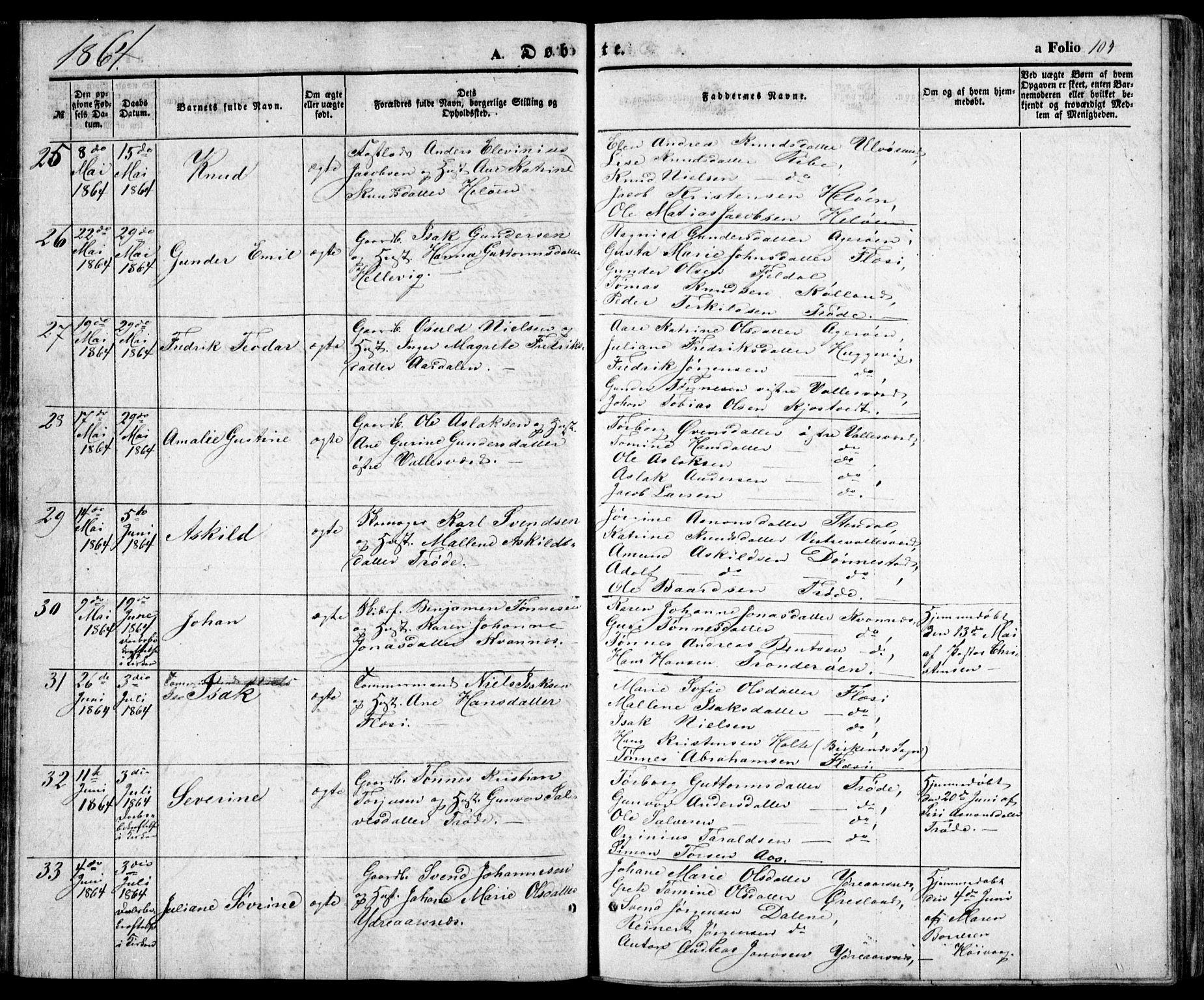 Høvåg sokneprestkontor, AV/SAK-1111-0025/F/Fb/L0002: Parish register (copy) no. B 2, 1847-1869, p. 104