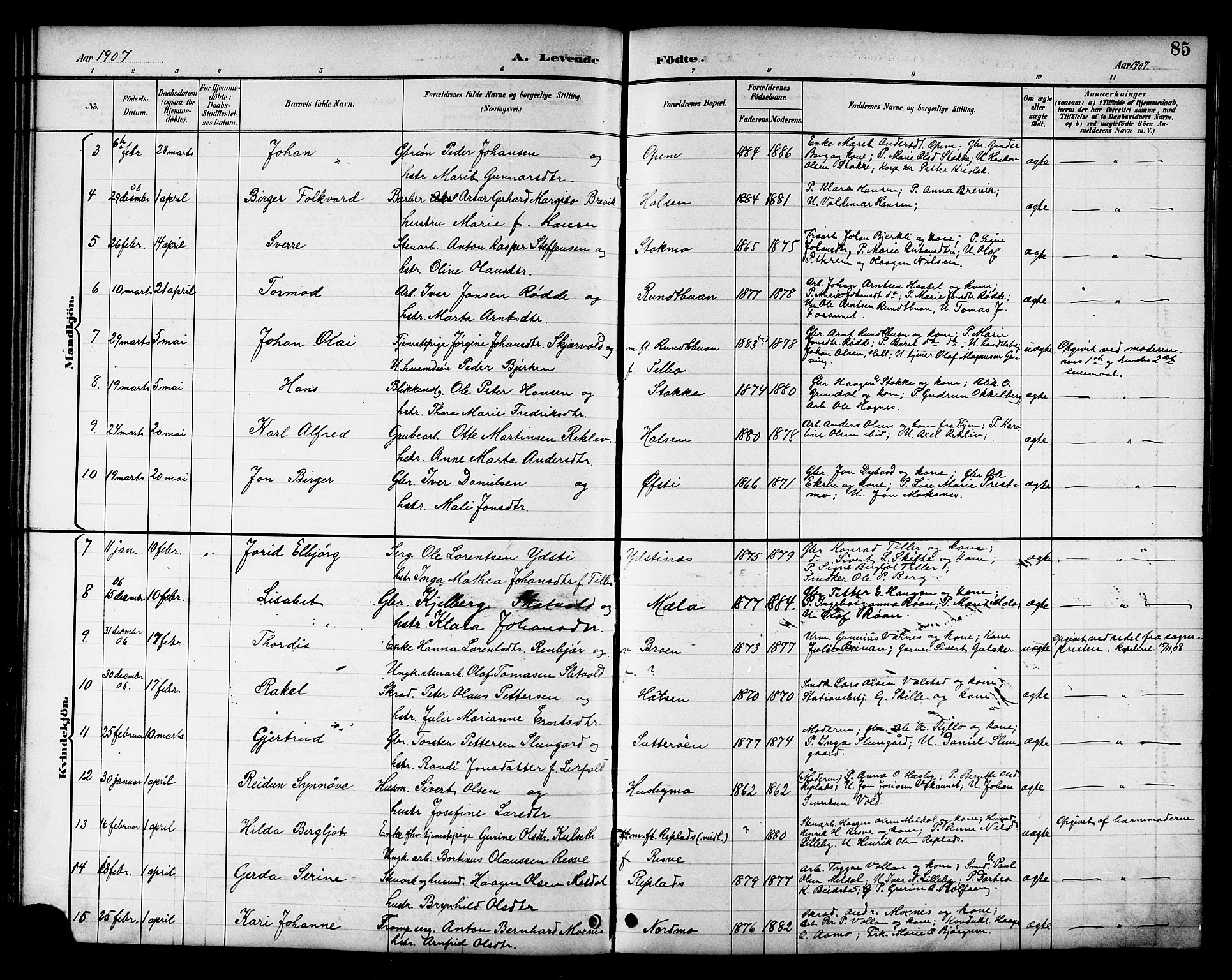 Ministerialprotokoller, klokkerbøker og fødselsregistre - Nord-Trøndelag, AV/SAT-A-1458/709/L0087: Parish register (copy) no. 709C01, 1892-1913, p. 85