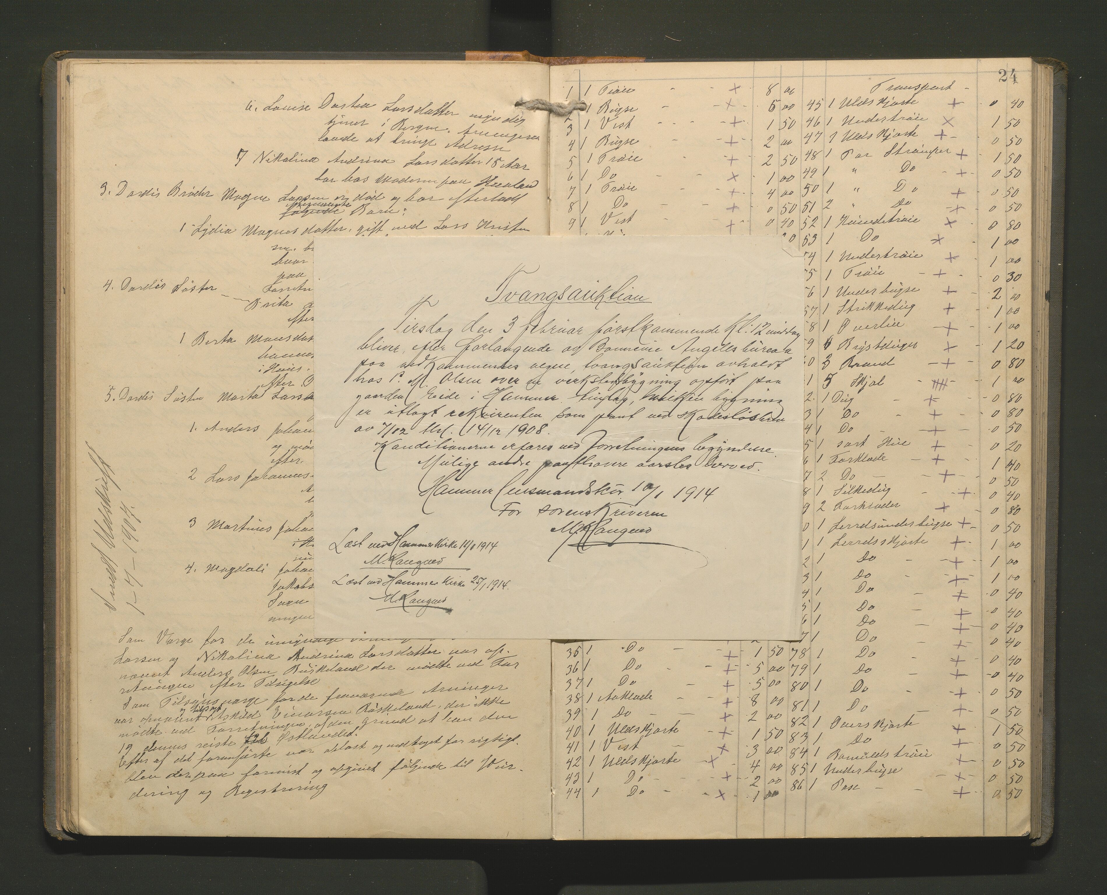Lensmannen i Hamre, SAB/A-32601/0006/L0003: Registreringsprotokoll, 1904-1917, p. 23b-24a