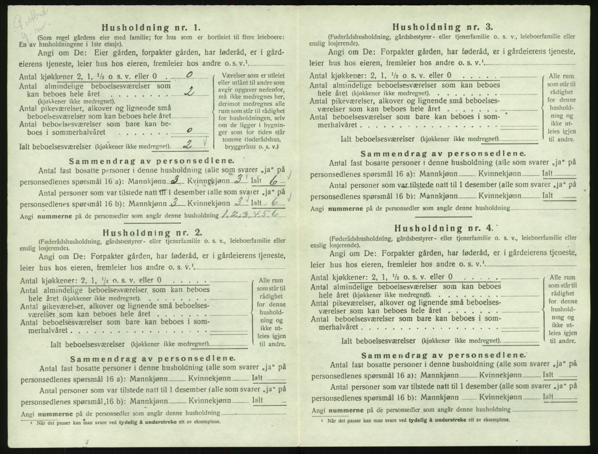 SAK, 1920 census for Valle, 1920, p. 122