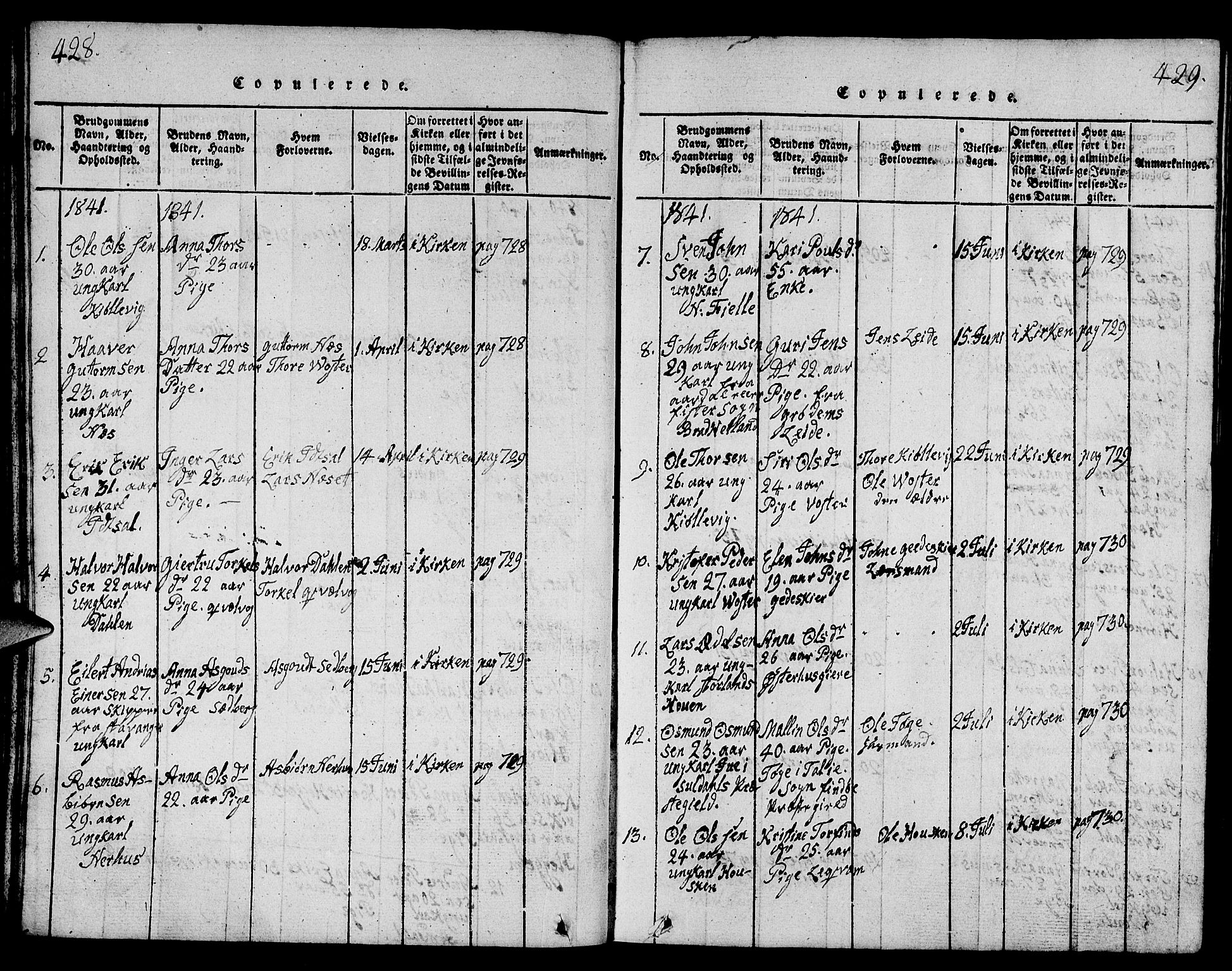Strand sokneprestkontor, SAST/A-101828/H/Ha/Hab/L0001: Parish register (copy) no. B 1, 1816-1854, p. 428-429