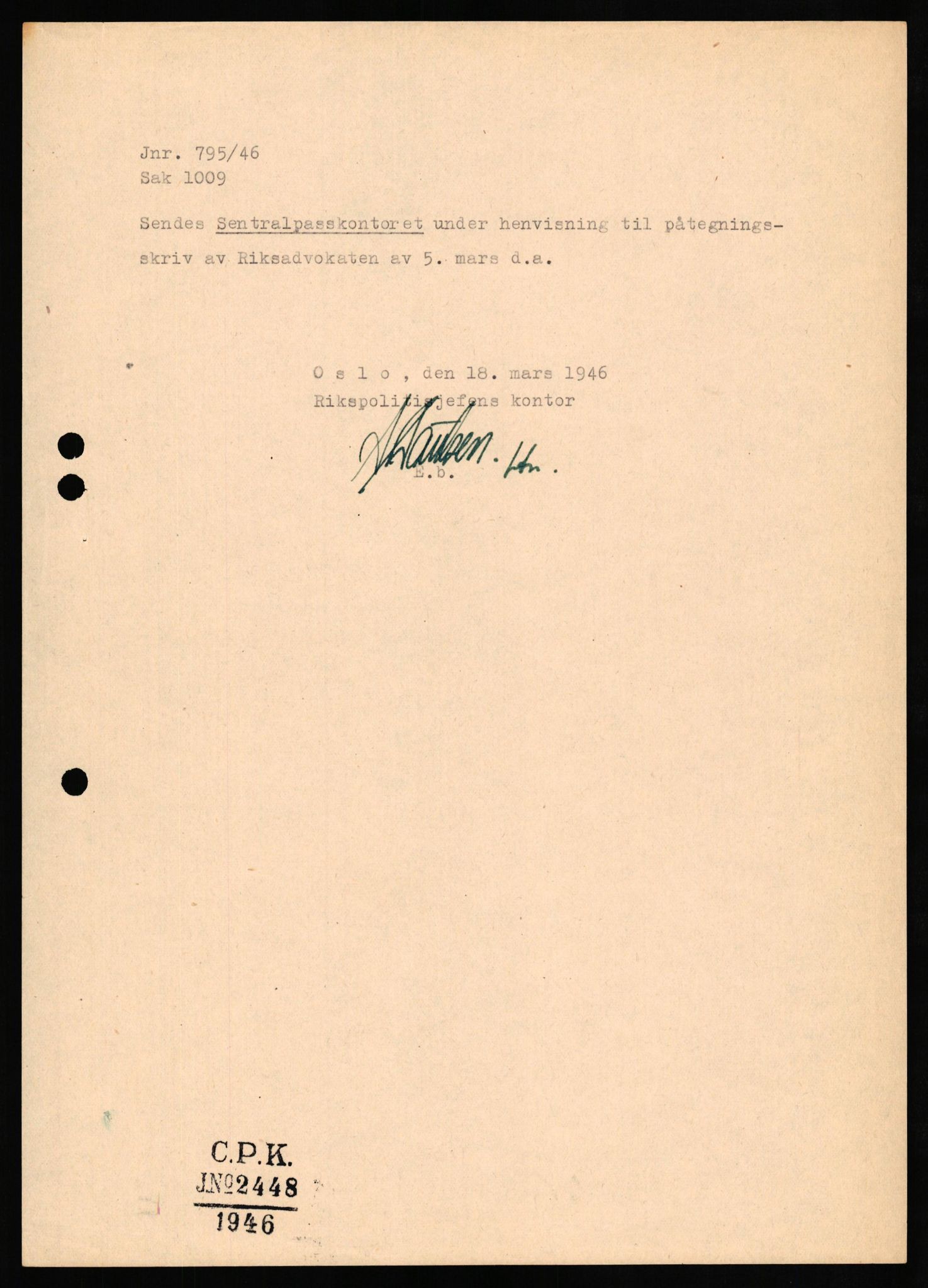 Forsvaret, Forsvarets overkommando II, AV/RA-RAFA-3915/D/Db/L0026: CI Questionaires. Tyske okkupasjonsstyrker i Norge. Tyskere., 1945-1946, p. 97