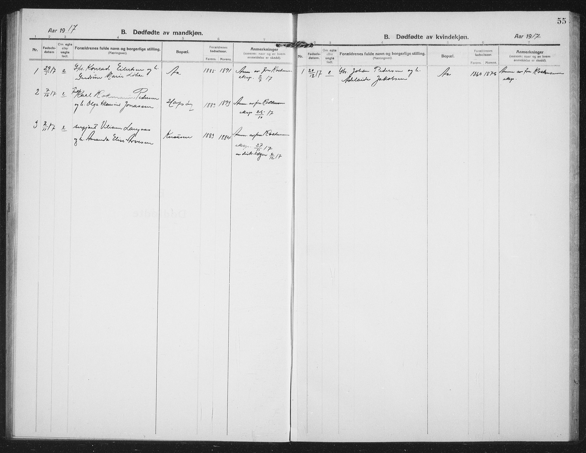 Tranøy sokneprestkontor, SATØ/S-1313/I/Ia/Iab/L0019klokker: Parish register (copy) no. 19, 1914-1940, p. 55