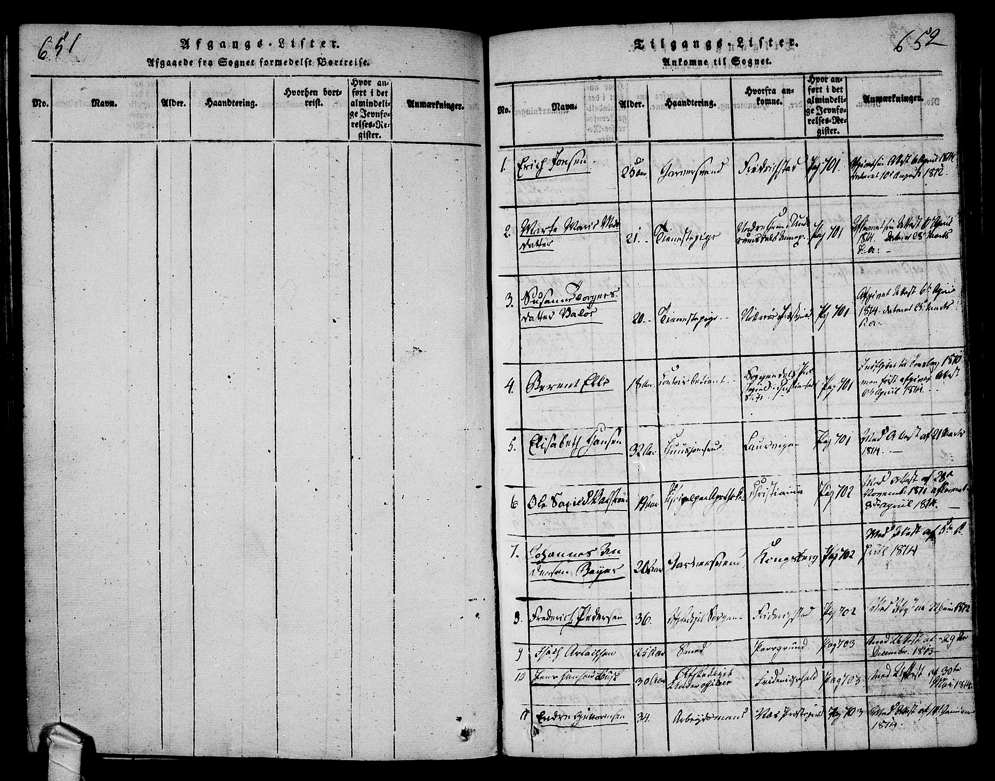 Tønsberg kirkebøker, SAKO/A-330/F/Fa/L0004: Parish register (official) no. I 4, 1813-1826, p. 651-652