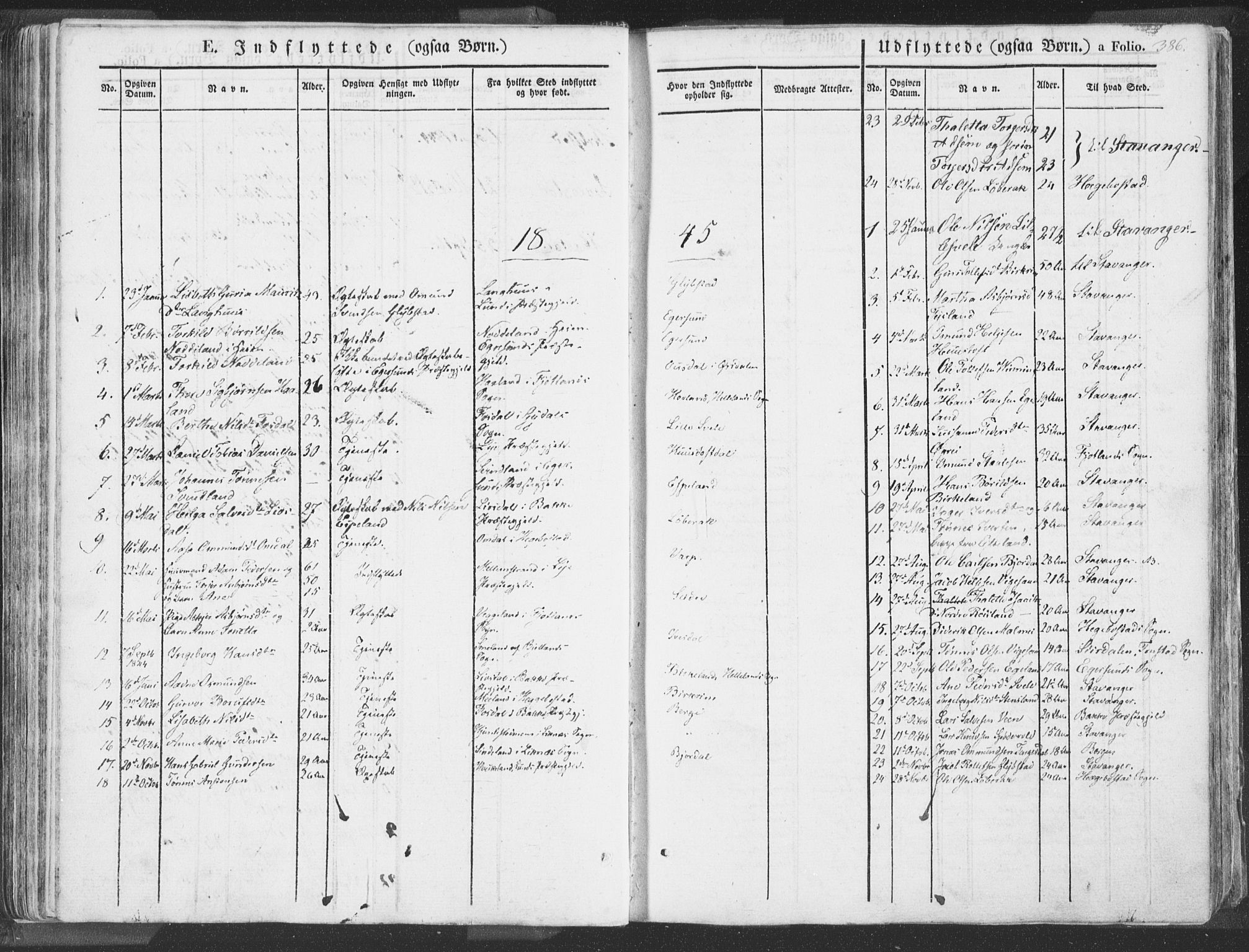 Helleland sokneprestkontor, SAST/A-101810: Parish register (official) no. A 6.2, 1834-1863, p. 386