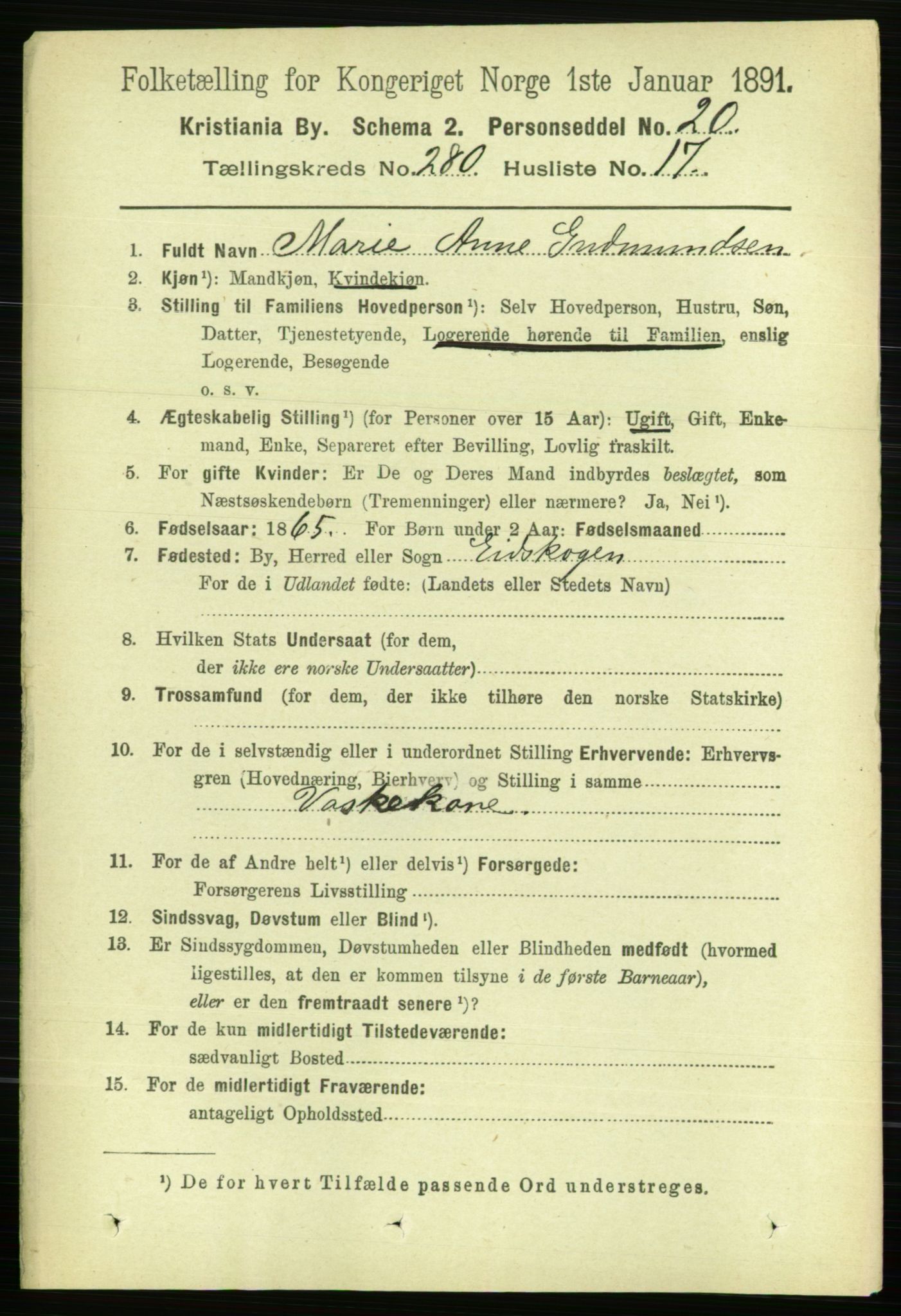 RA, 1891 census for 0301 Kristiania, 1891, p. 170577