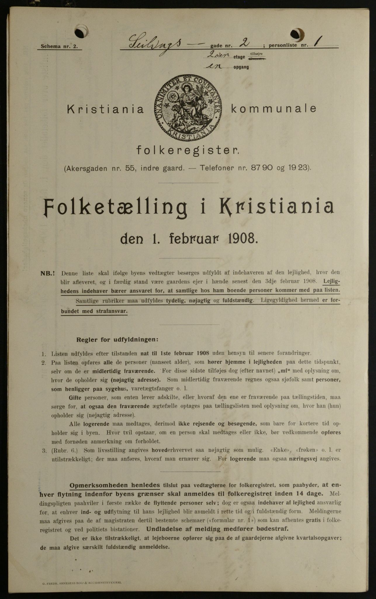 OBA, Municipal Census 1908 for Kristiania, 1908, p. 95592