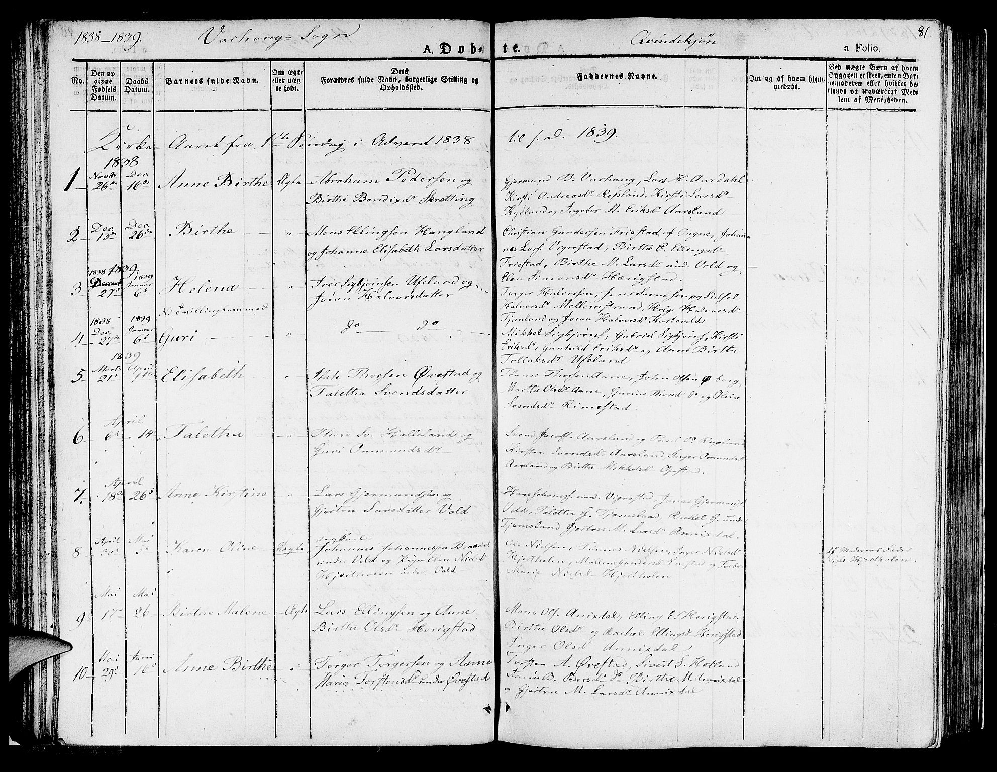 Hå sokneprestkontor, AV/SAST-A-101801/001/30BA/L0004: Parish register (official) no. A 4.1 /2, 1826-1841, p. 81