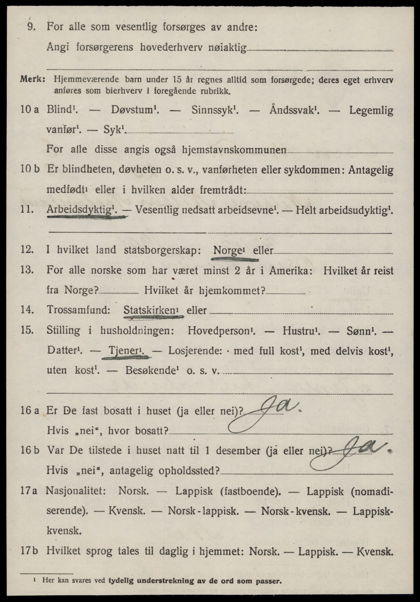 SAT, 1920 census for Osen, 1920, p. 3136