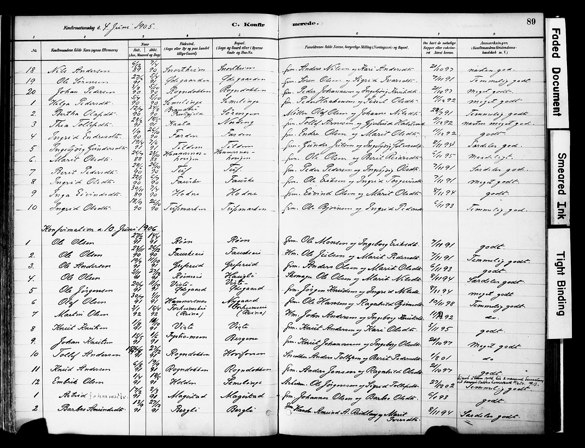 Vestre Slidre prestekontor, SAH/PREST-136/H/Ha/Haa/L0006: Parish register (official) no. 6, 1881-1912, p. 89