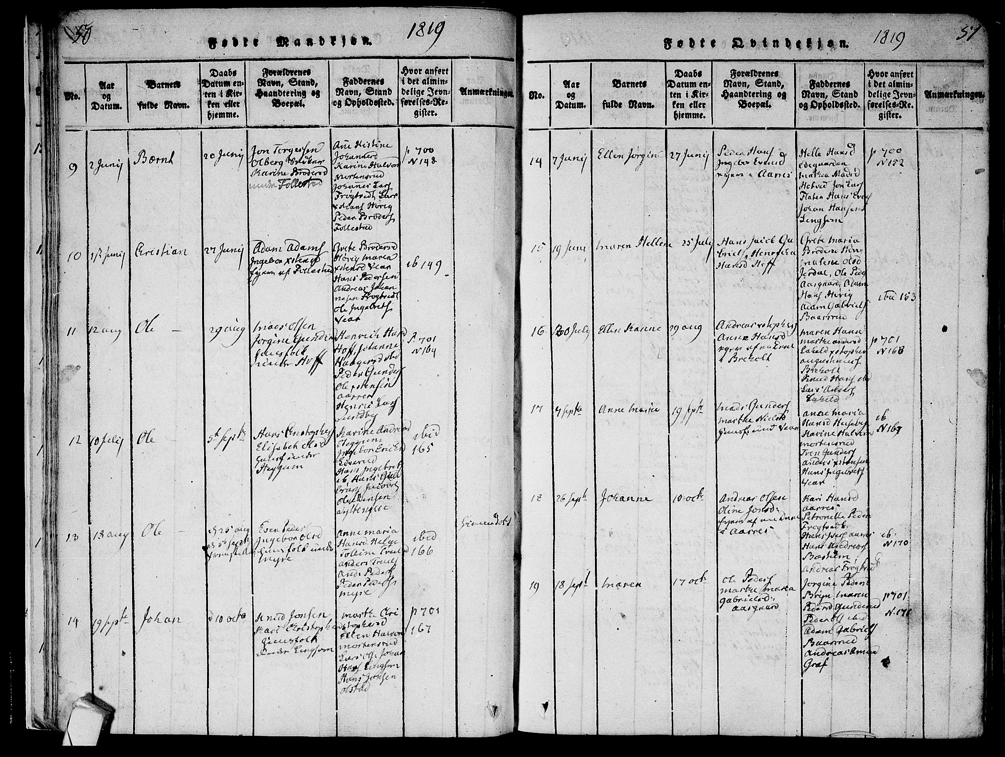 Røyken kirkebøker, AV/SAKO-A-241/F/Fa/L0004: Parish register (official) no. 4, 1814-1832, p. 50-51