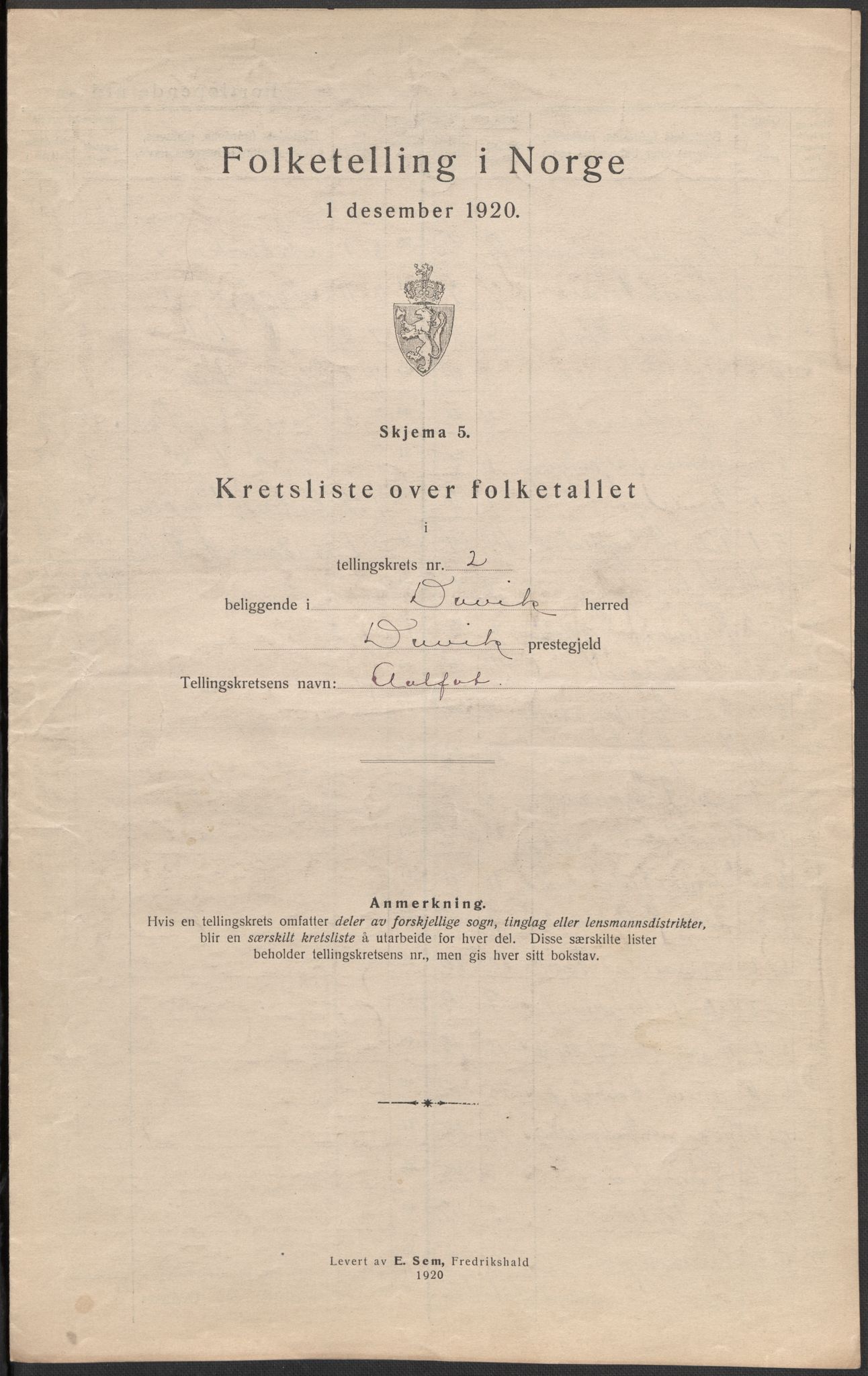SAB, 1920 census for Davik, 1920, p. 8