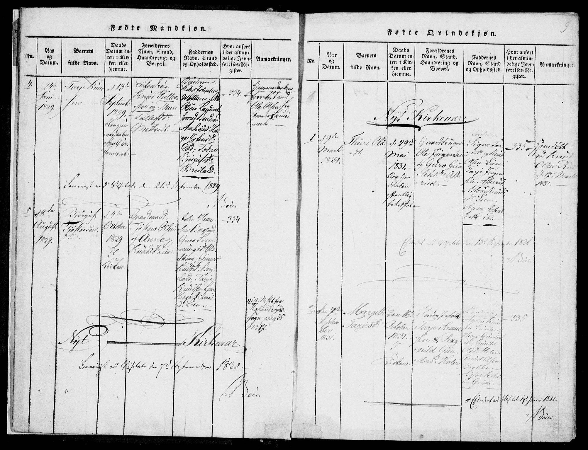 Fyresdal kirkebøker, SAKO/A-263/F/Fa/L0004: Parish register (official) no. I 4, 1815-1854, p. 9