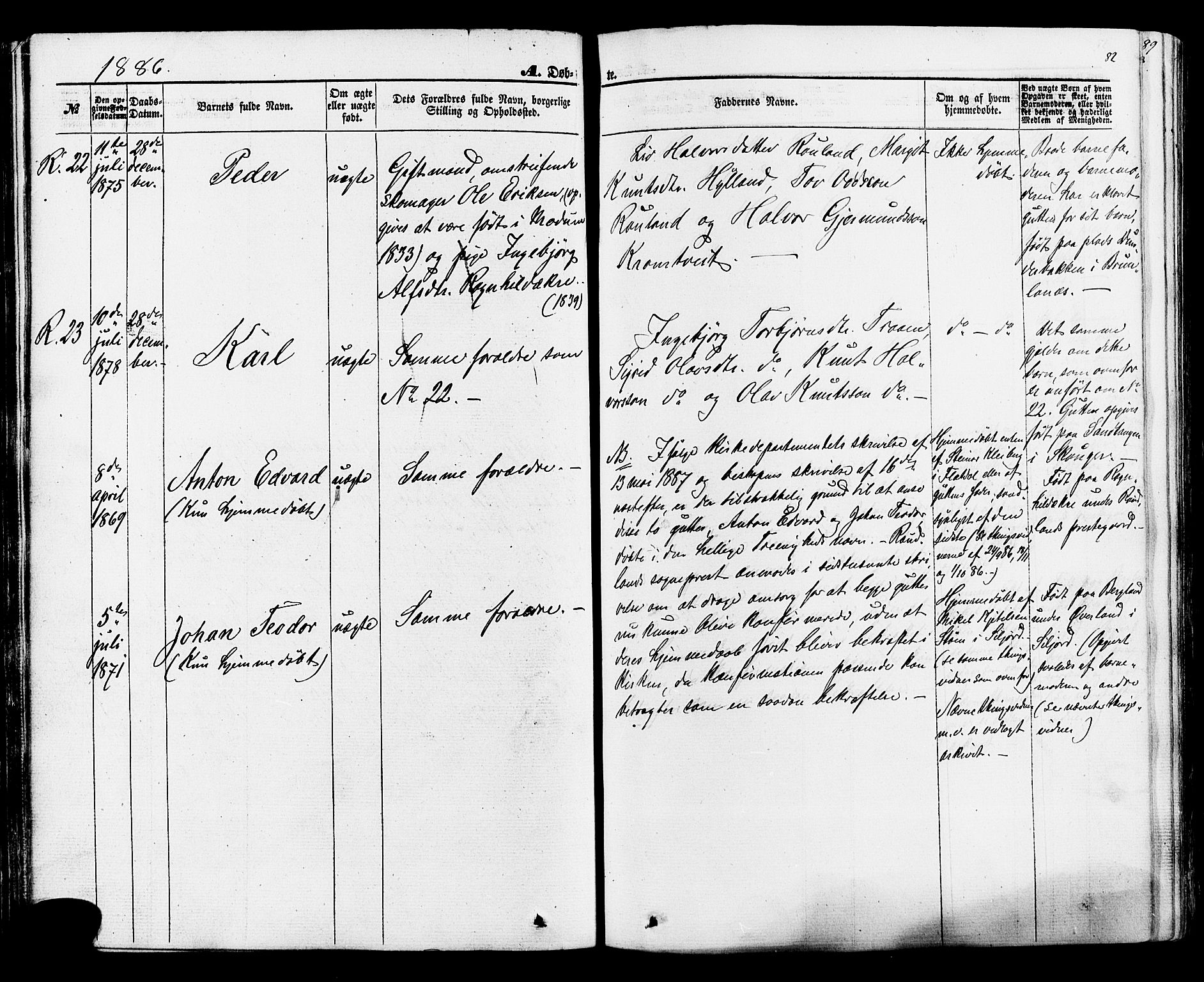 Rauland kirkebøker, AV/SAKO-A-292/F/Fa/L0003: Parish register (official) no. I 3, 1859-1886, p. 82