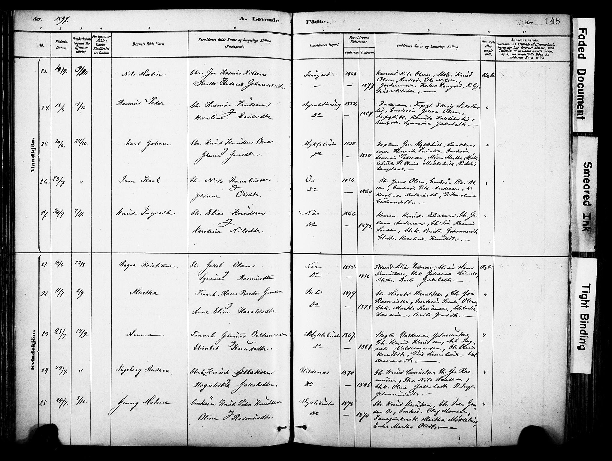 Eid sokneprestembete, AV/SAB-A-82301/H/Haa/Haab/L0001: Parish register (official) no. B 1, 1879-1906, p. 148