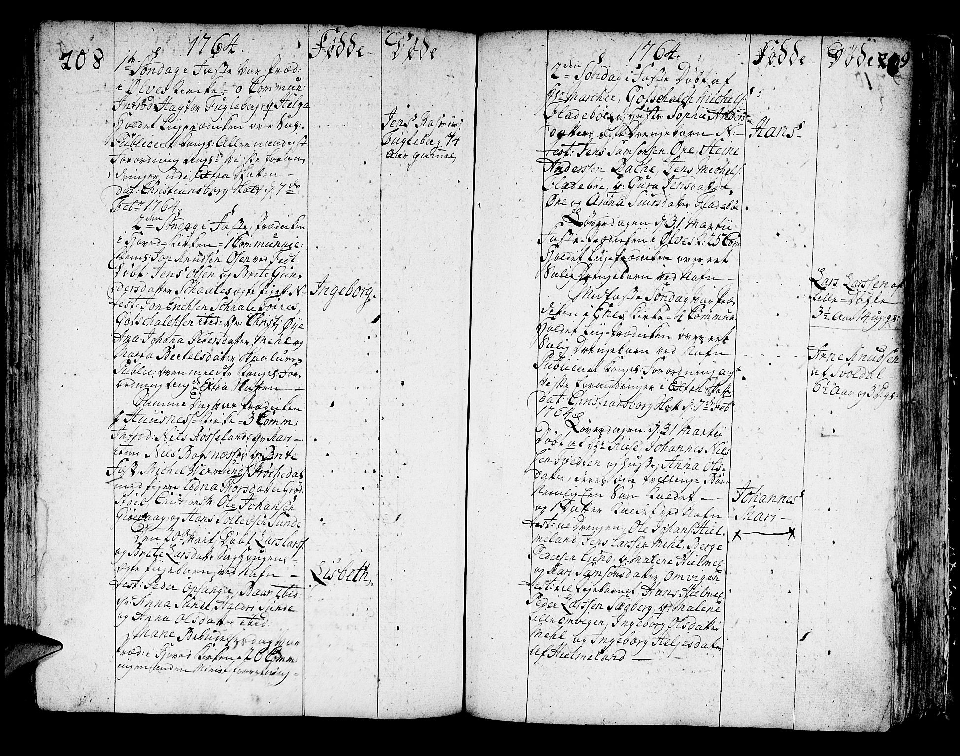 Kvinnherad sokneprestembete, AV/SAB-A-76401/H/Haa: Parish register (official) no. A 3, 1754-1777, p. 208-209