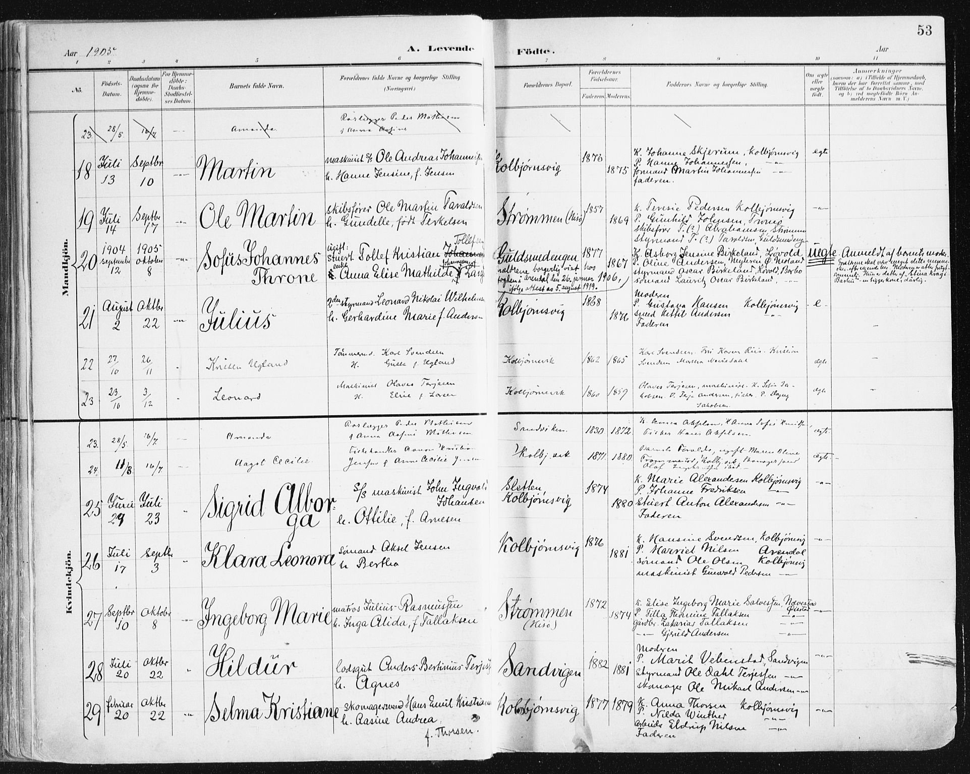 Hisøy sokneprestkontor, AV/SAK-1111-0020/F/Fa/L0004: Parish register (official) no. A 4, 1895-1917, p. 53