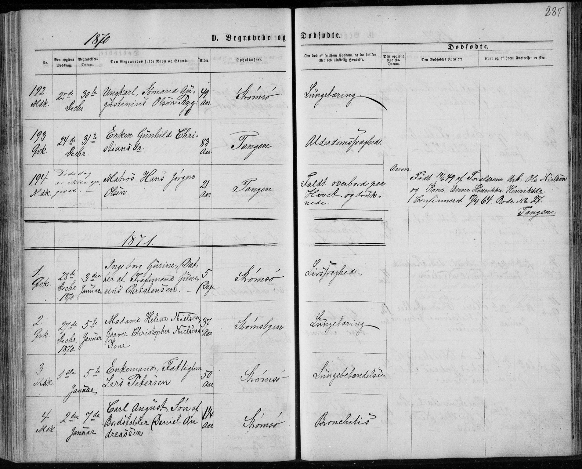 Strømsø kirkebøker, SAKO/A-246/F/Fa/L0016: Parish register (official) no. I 16, 1868-1873, p. 287