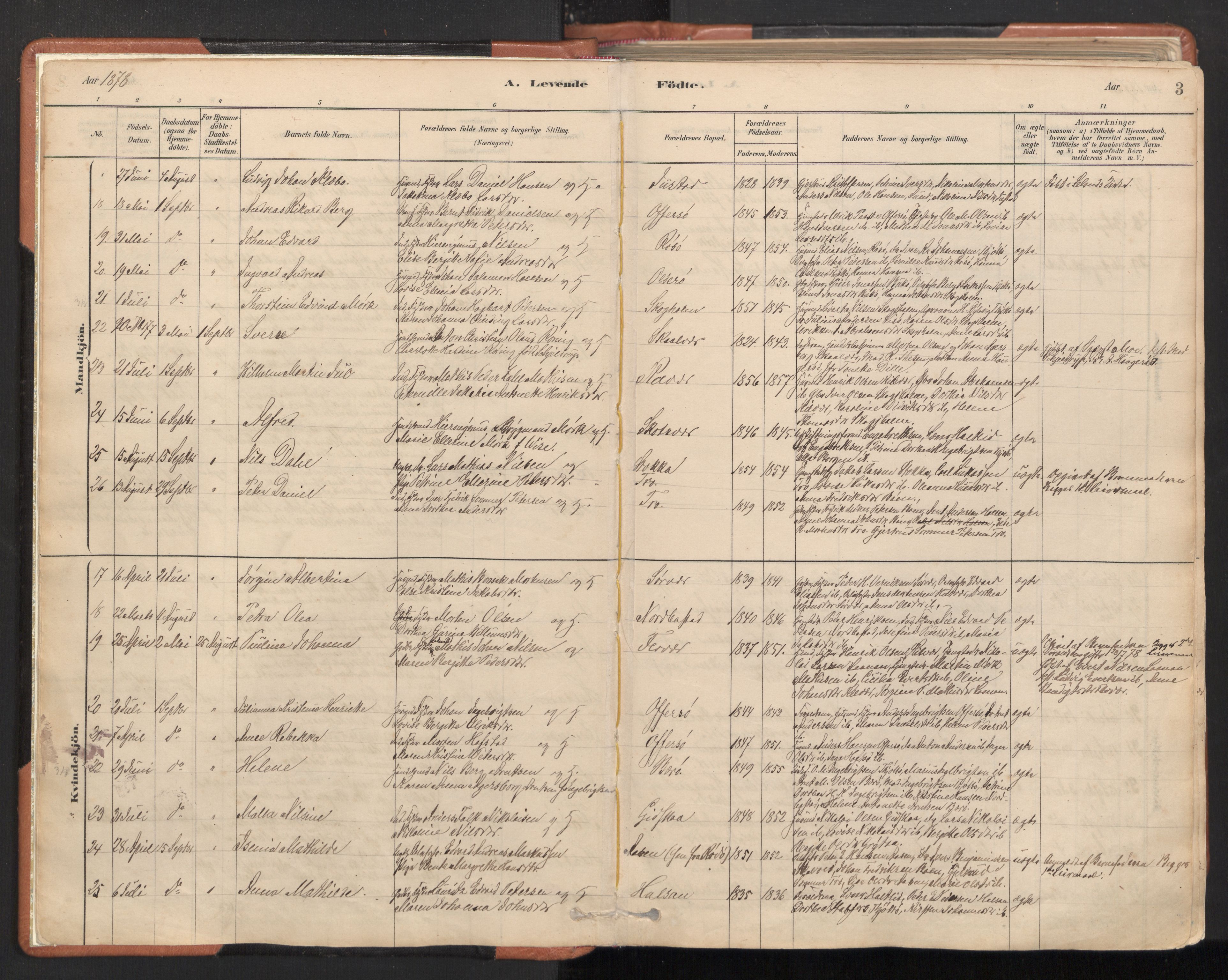 Ministerialprotokoller, klokkerbøker og fødselsregistre - Nordland, SAT/A-1459/817/L0264: Parish register (official) no. 817A04, 1878-1907, p. 3