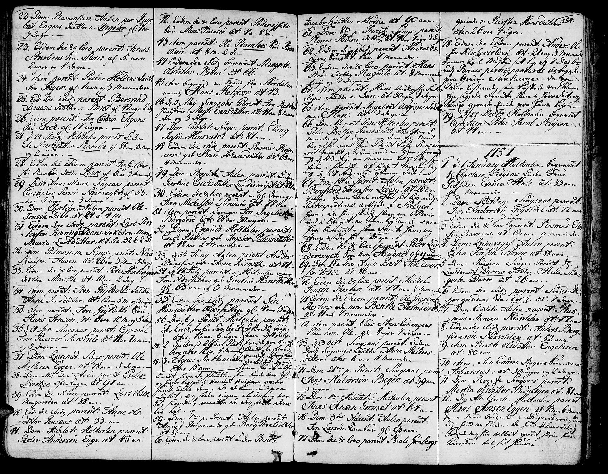 Ministerialprotokoller, klokkerbøker og fødselsregistre - Sør-Trøndelag, SAT/A-1456/685/L0952: Parish register (official) no. 685A01, 1745-1804, p. 154