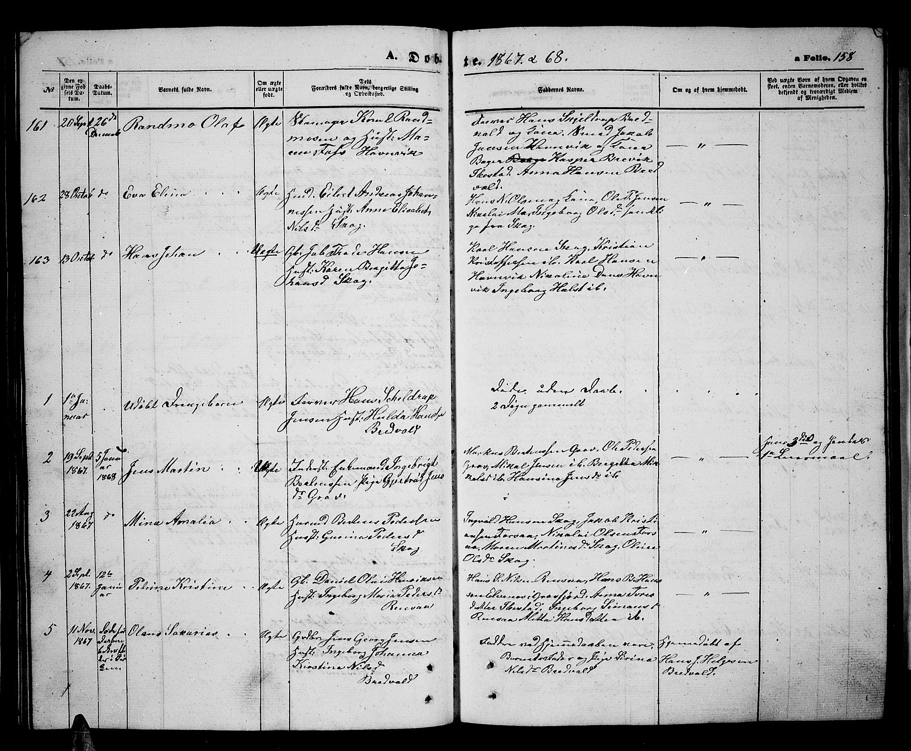 Ibestad sokneprestembete, SATØ/S-0077/H/Ha/Hab/L0005klokker: Parish register (copy) no. 5, 1860-1871, p. 158