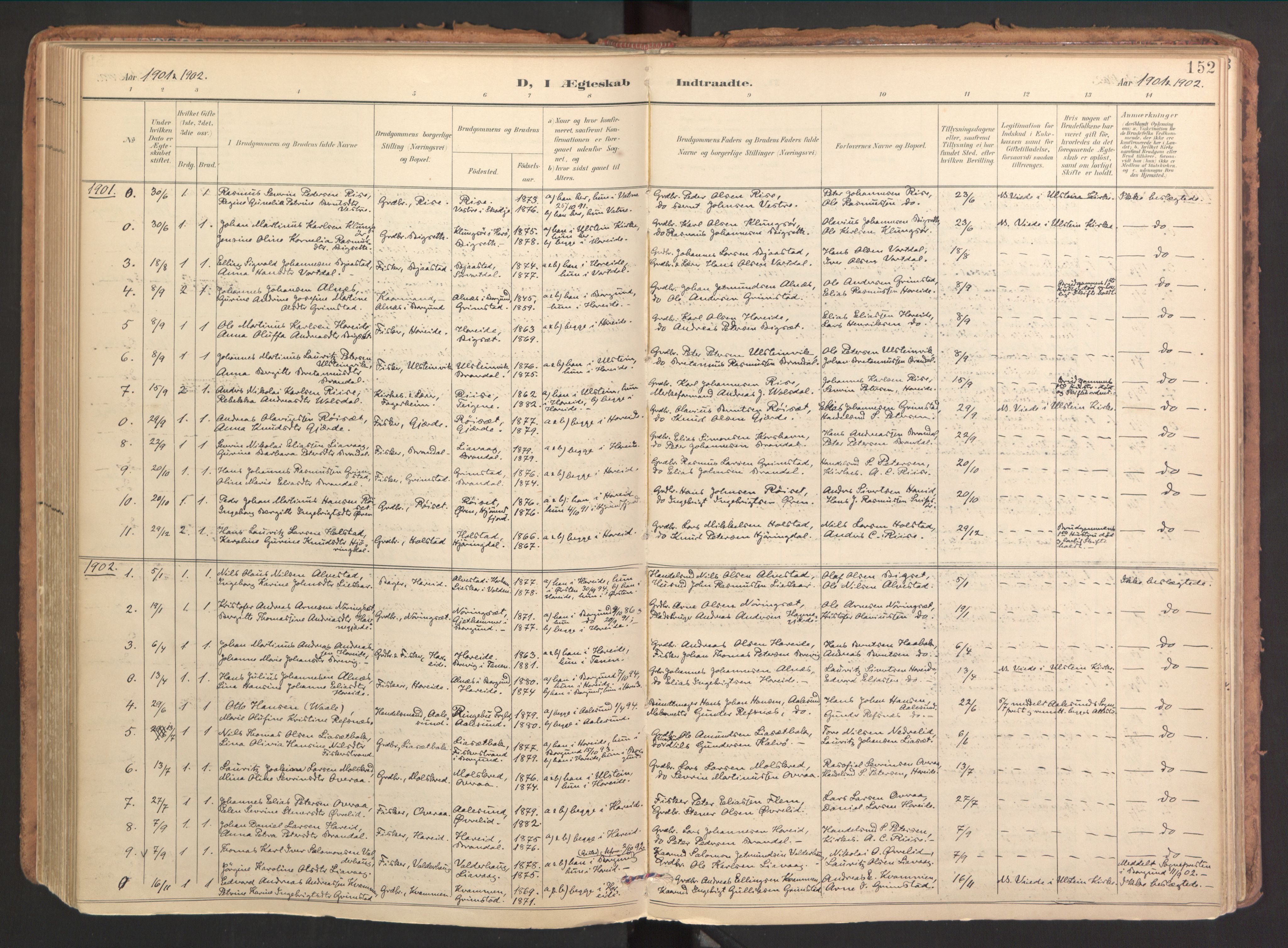 Ministerialprotokoller, klokkerbøker og fødselsregistre - Møre og Romsdal, SAT/A-1454/510/L0123: Parish register (official) no. 510A03, 1898-1922, p. 152