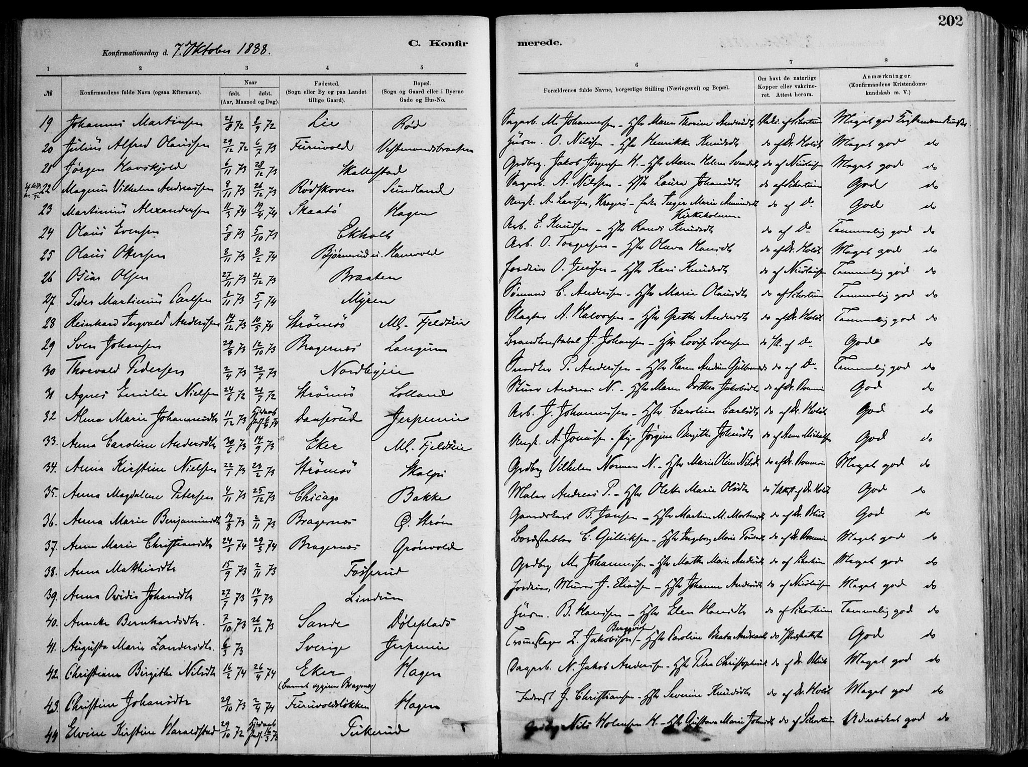 Skoger kirkebøker, AV/SAKO-A-59/F/Fa/L0006: Parish register (official) no. I 6, 1885-1910, p. 202