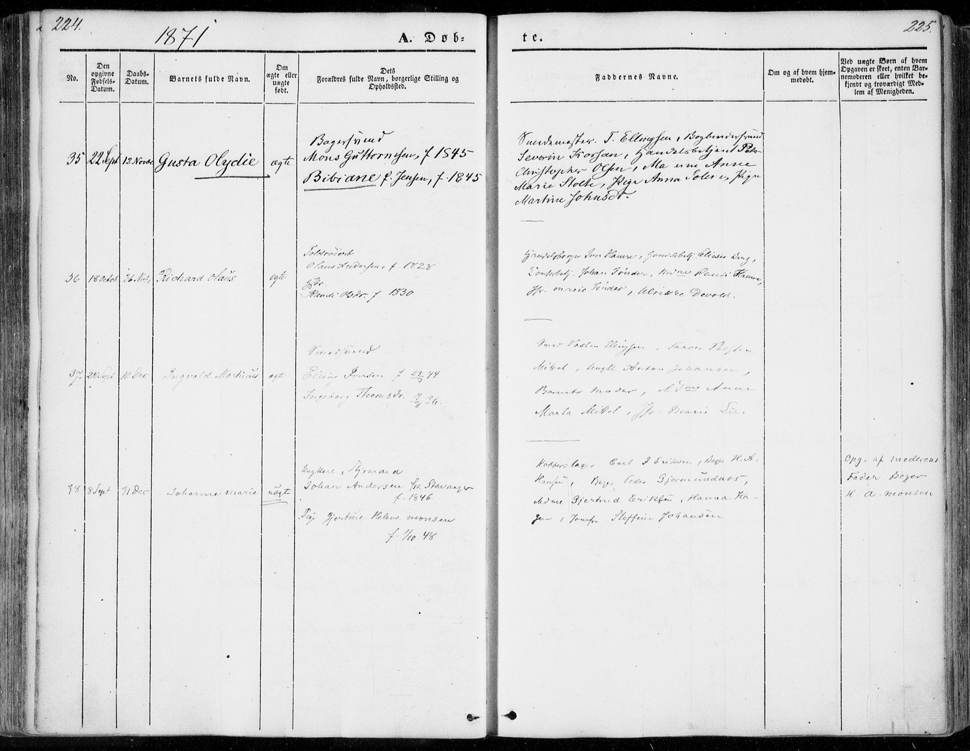 Ministerialprotokoller, klokkerbøker og fødselsregistre - Møre og Romsdal, SAT/A-1454/558/L0689: Parish register (official) no. 558A03, 1843-1872, p. 224-225