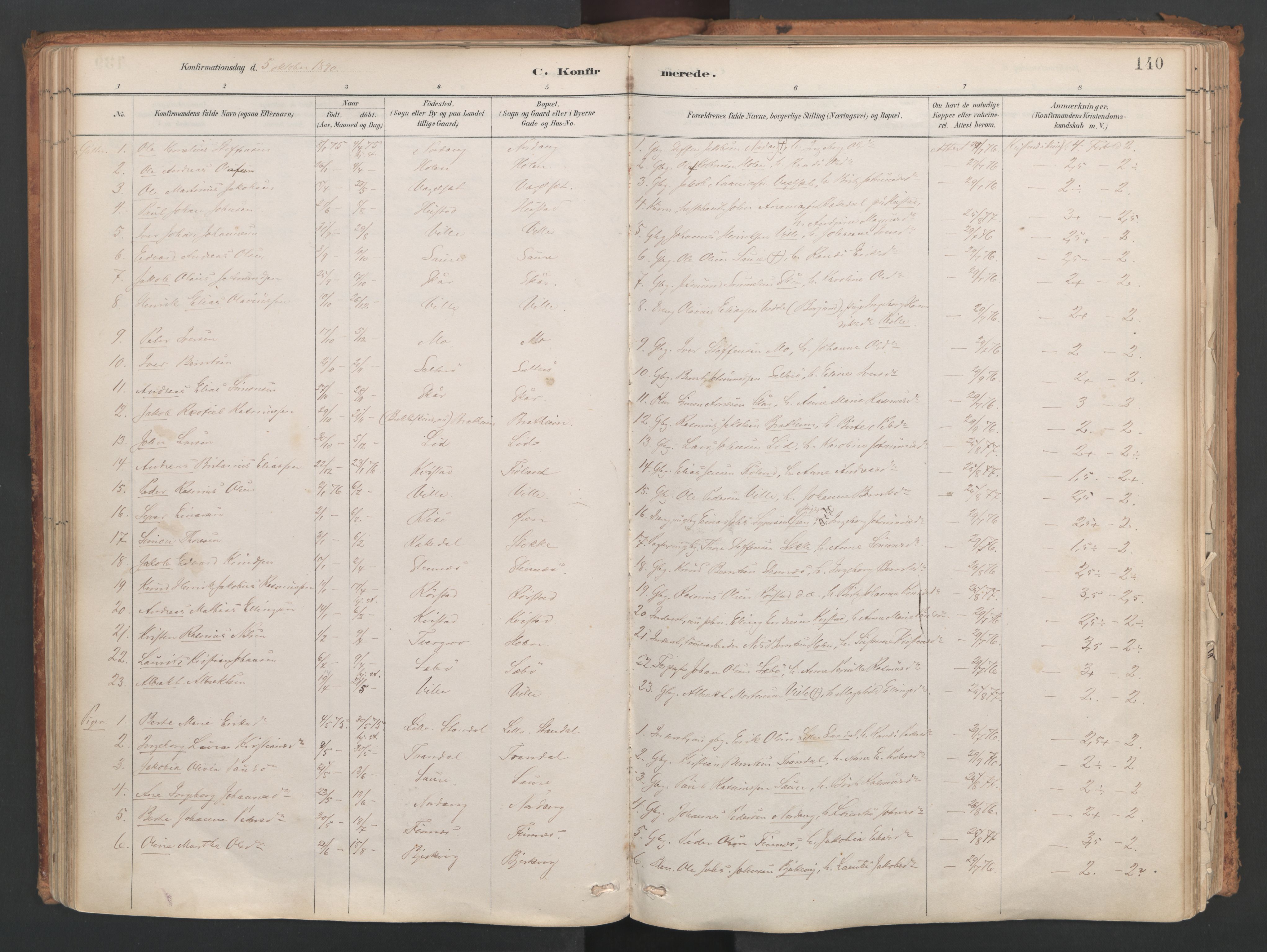 Ministerialprotokoller, klokkerbøker og fødselsregistre - Møre og Romsdal, AV/SAT-A-1454/515/L0211: Parish register (official) no. 515A07, 1886-1910, p. 140