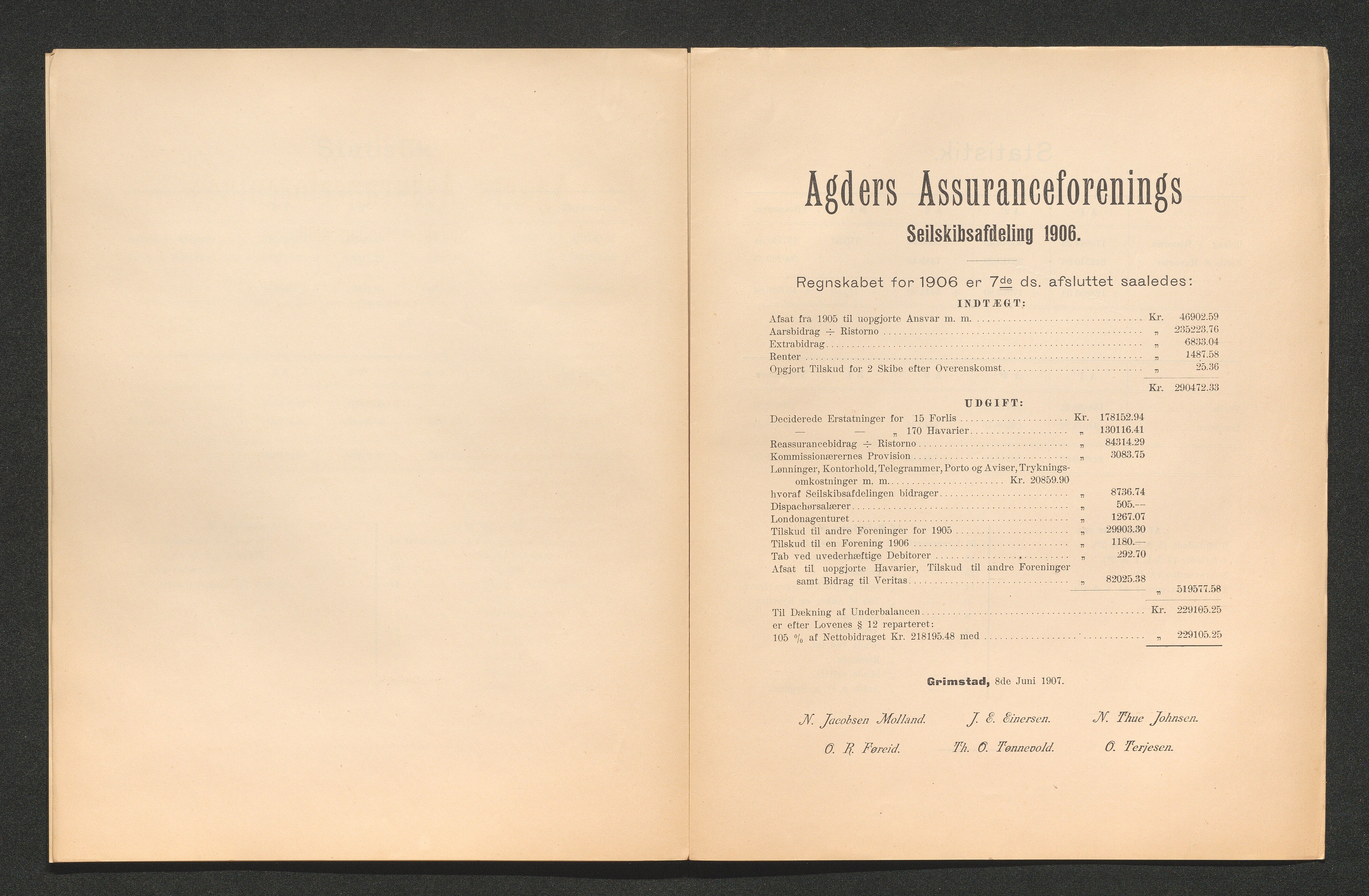 Agders Gjensidige Assuranceforening, AAKS/PA-1718/05/L0003: Regnskap, seilavdeling, pakkesak, 1890-1912