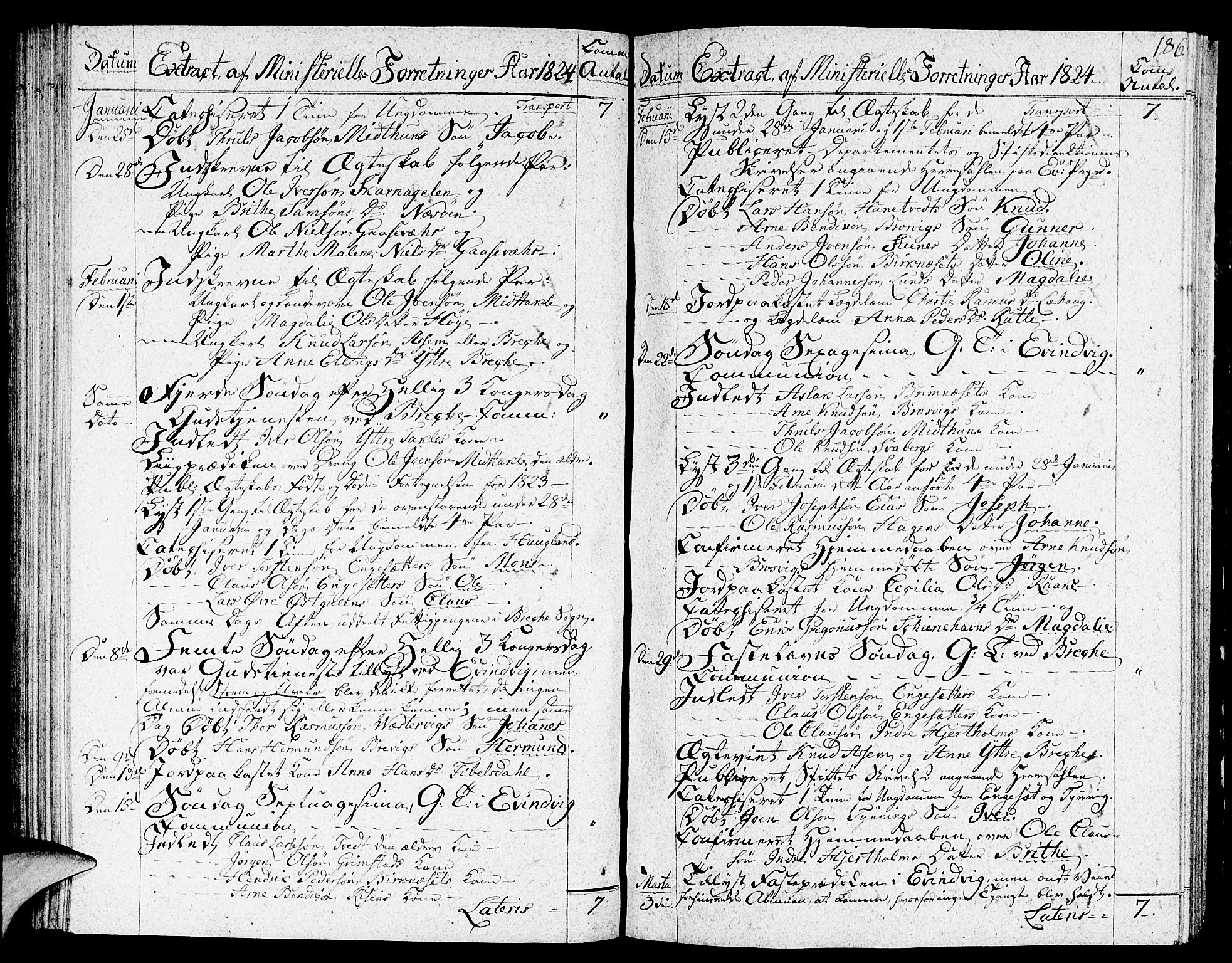 Gulen sokneprestembete, SAB/A-80201/H/Haa/Haaa/L0017: Parish register (official) no. A 17, 1809-1825, p. 186