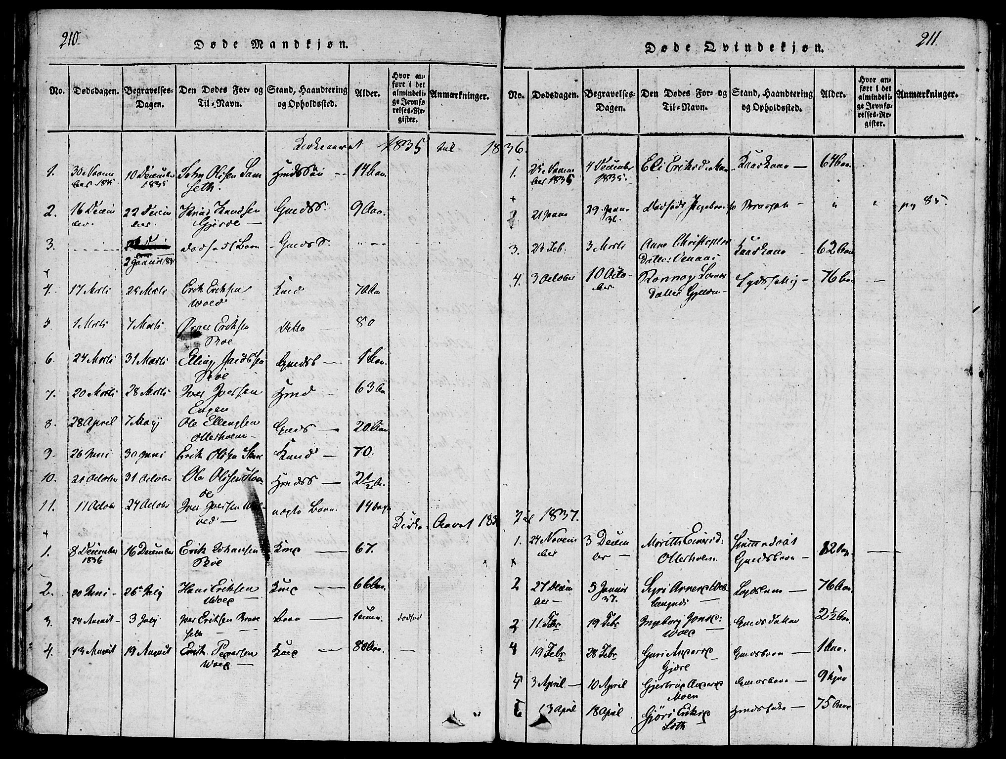 Ministerialprotokoller, klokkerbøker og fødselsregistre - Møre og Romsdal, SAT/A-1454/543/L0561: Parish register (official) no. 543A01, 1818-1853, p. 210-211