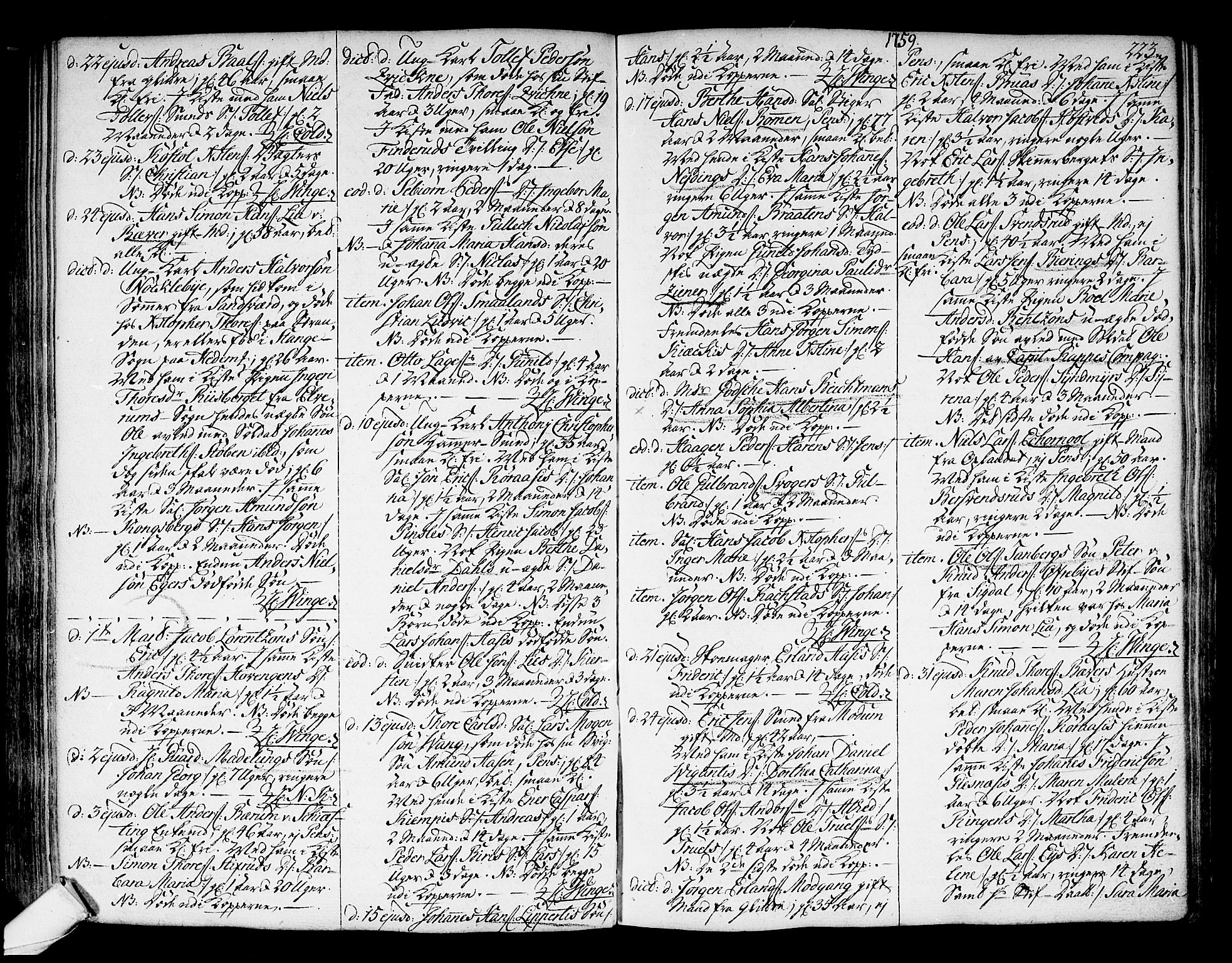 Kongsberg kirkebøker, SAKO/A-22/F/Fa/L0004: Parish register (official) no. I 4, 1756-1768, p. 223