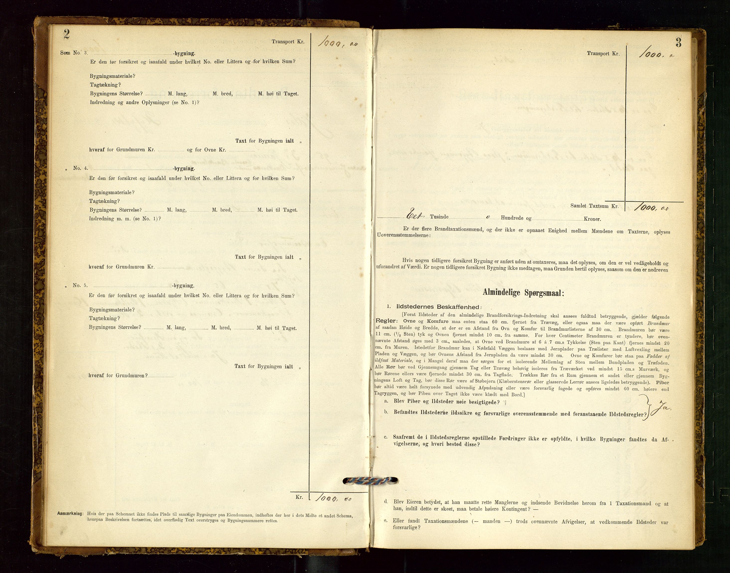 Jelsa lensmannskontor, SAST/A-100360/Gob/L0001: "Brandtaxationsprotocol", 1895-1918, p. 2-3