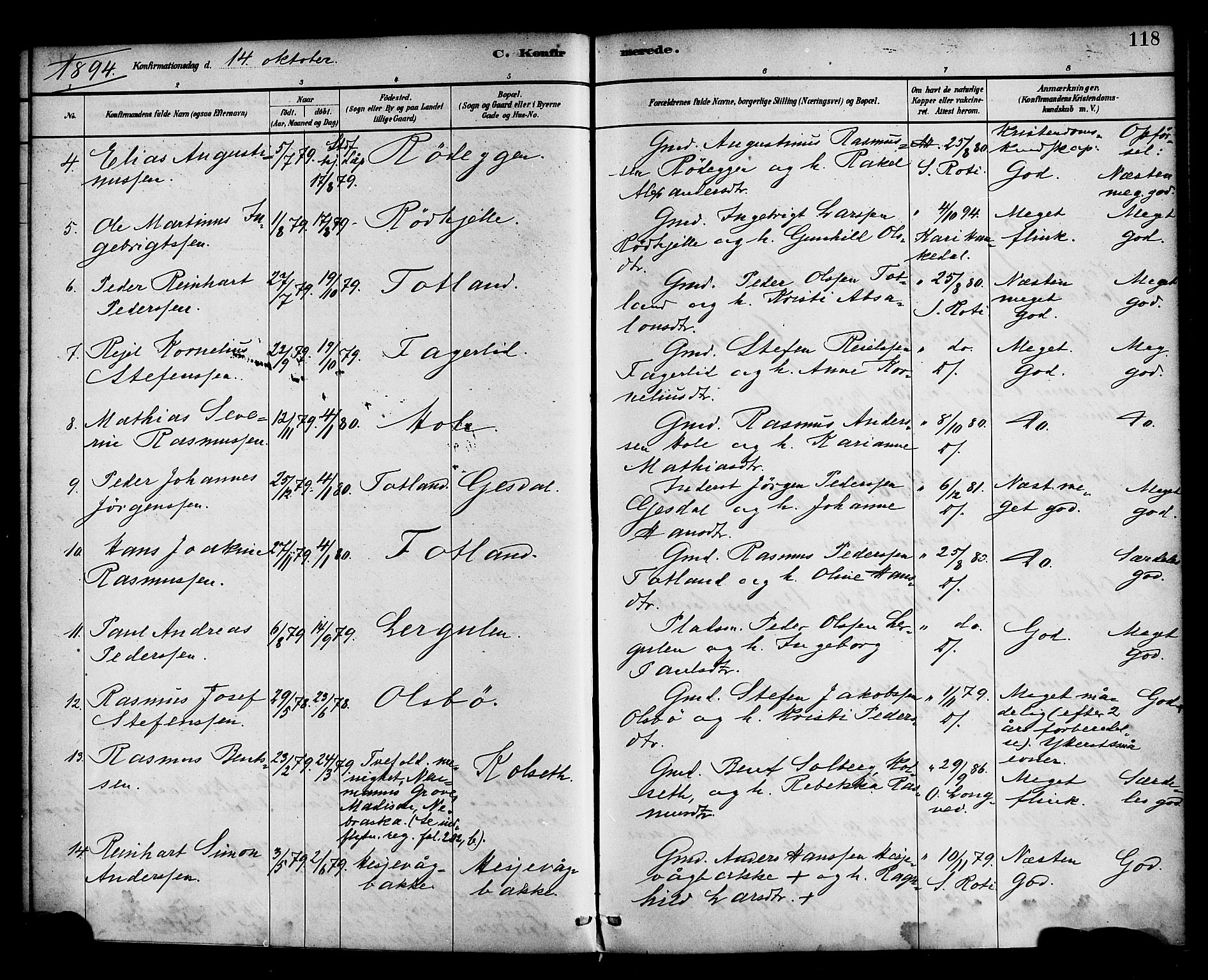 Davik sokneprestembete, SAB/A-79701/H/Haa/Haad/L0001: Parish register (official) no. D 1, 1882-1900, p. 118