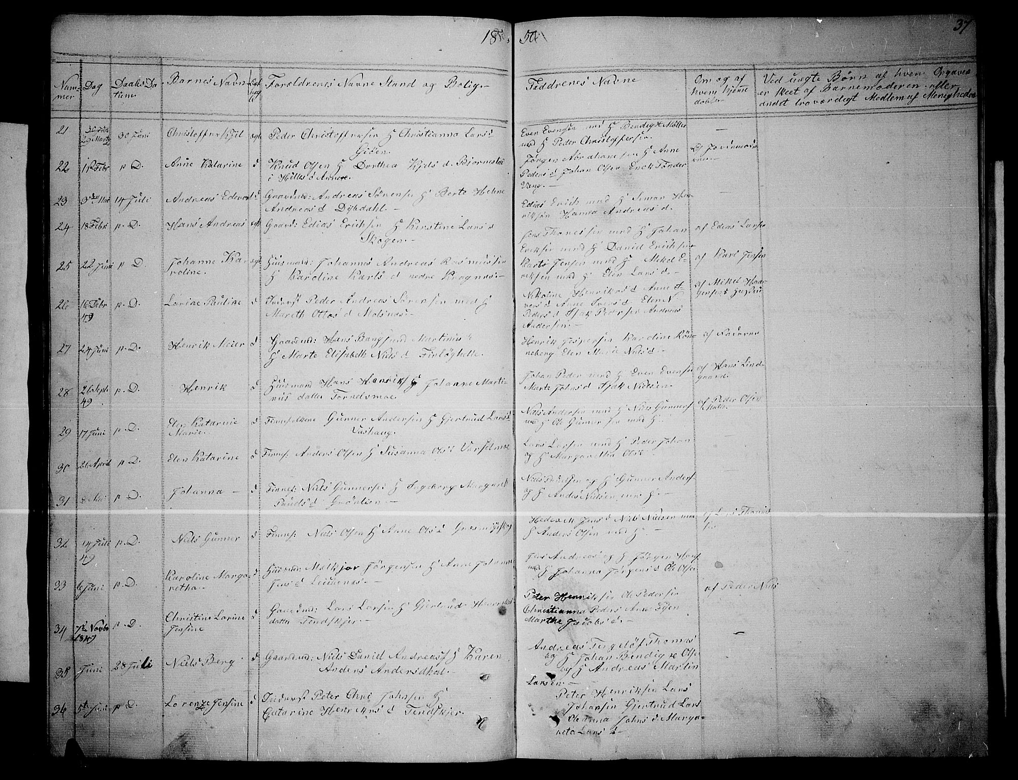Lenvik sokneprestembete, SATØ/S-1310/H/Ha/Hab/L0003klokker: Parish register (copy) no. 3, 1844-1858, p. 37