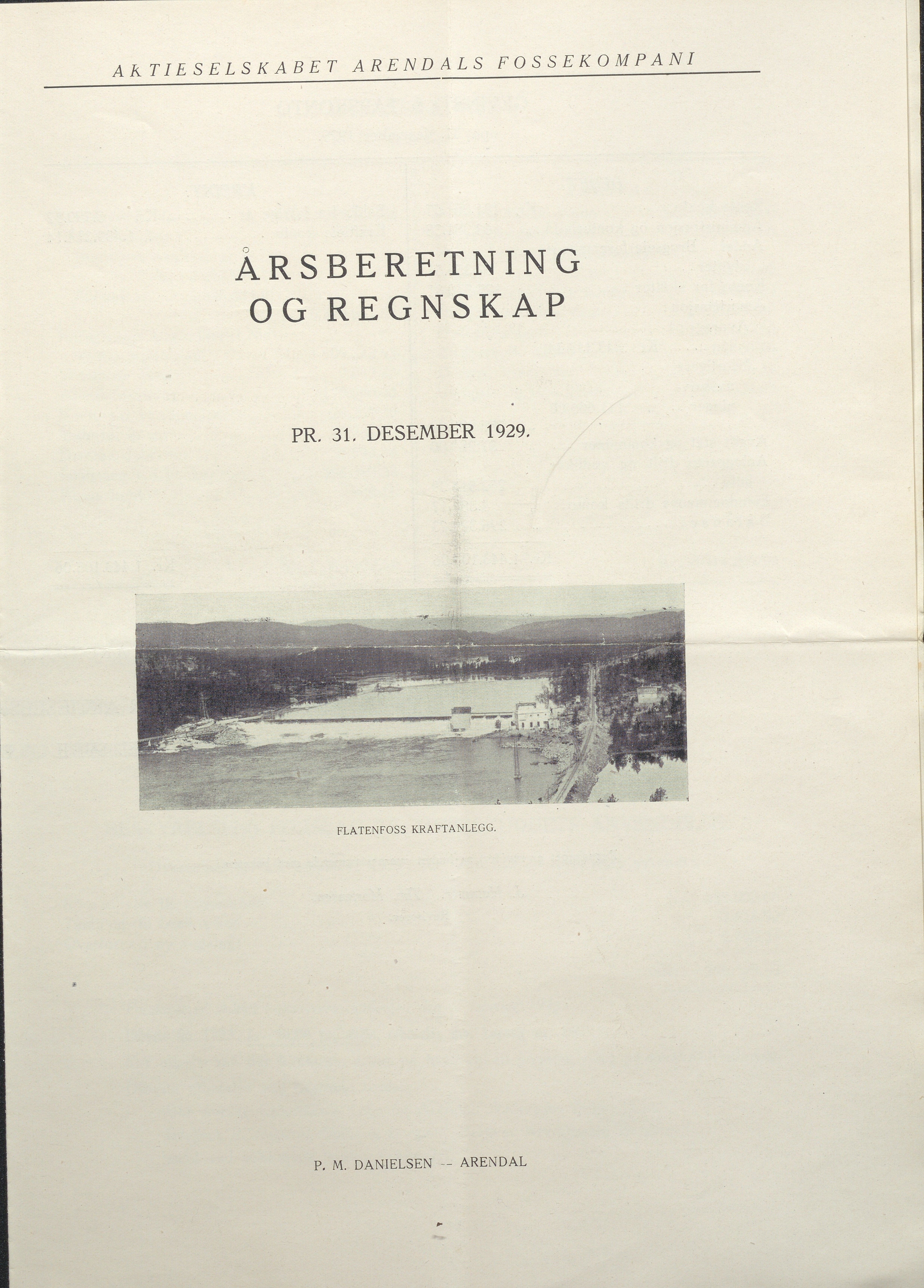 Arendals Fossekompani, AAKS/PA-2413/X/X01/L0001/0009: Beretninger, regnskap, balansekonto, gevinst- og tapskonto / Årsberetning og regnskap 1928 - 1935, 1928-1935, p. 4