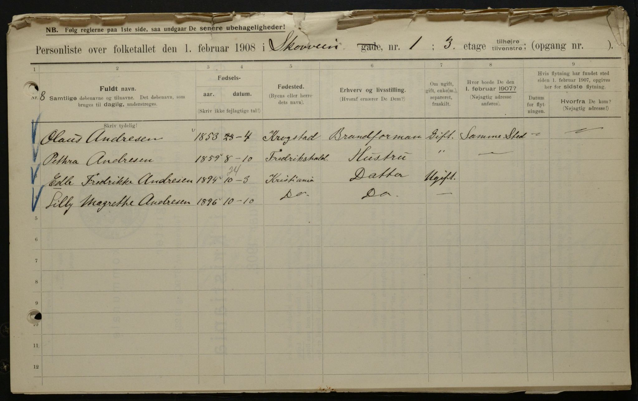 OBA, Municipal Census 1908 for Kristiania, 1908, p. 86726