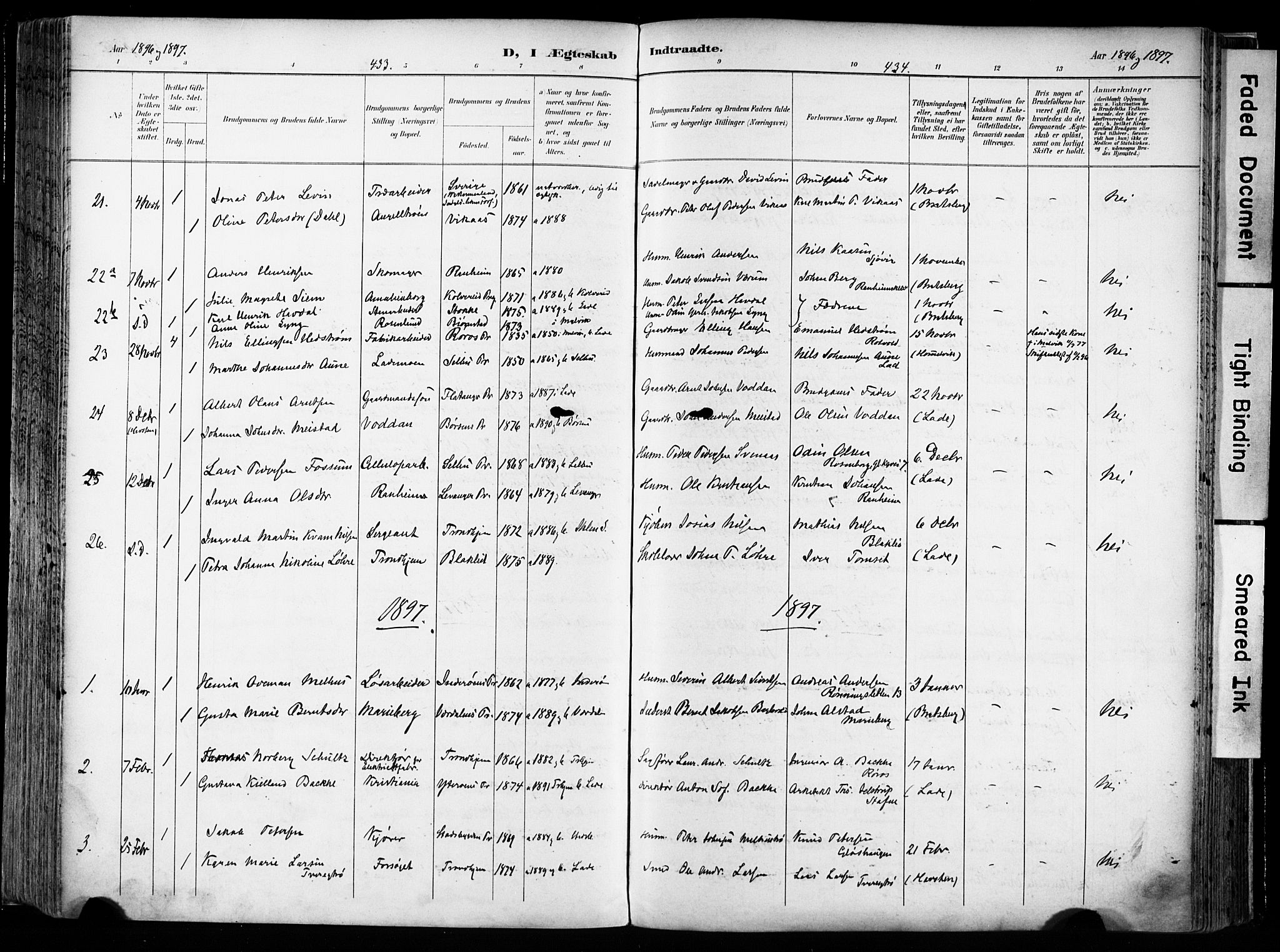 Ministerialprotokoller, klokkerbøker og fødselsregistre - Sør-Trøndelag, SAT/A-1456/606/L0301: Parish register (official) no. 606A16, 1894-1907, p. 433-434