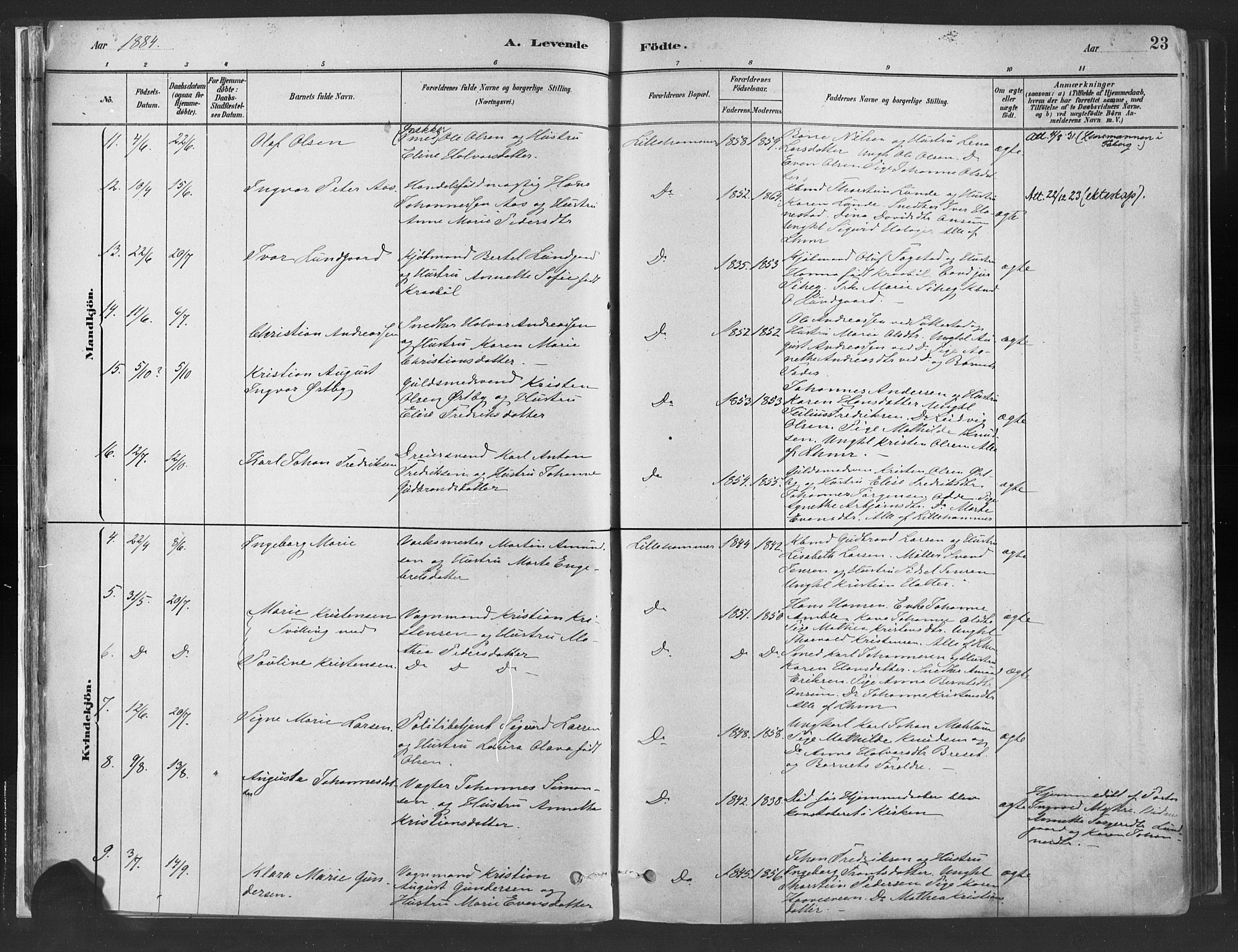 Fåberg prestekontor, SAH/PREST-086/H/Ha/Haa/L0010: Parish register (official) no. 10, 1879-1900, p. 23